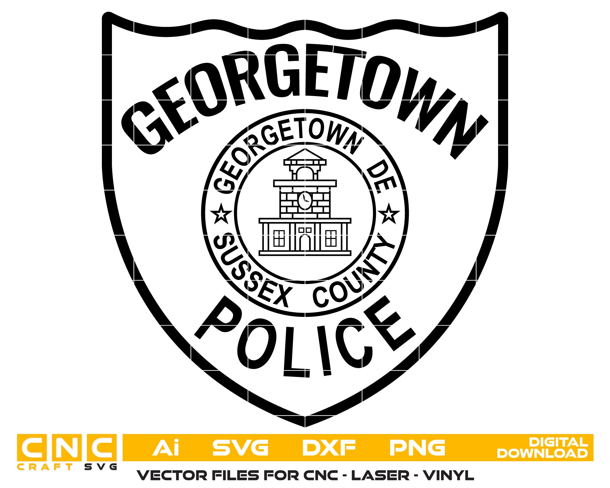 Georgetown Police Badge Vector Art, Ai,SVG, DXF, PNG, Digital Files