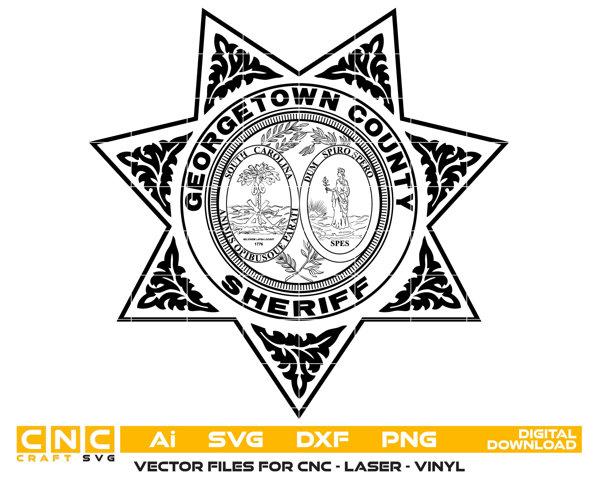 Georgetown County Sheriff Badge SVG, South Carolina Sheriff Badge Vector, Georgetown County Law Enforcement Badge, Sheriff’s Office Badge SVG, Police Badge Vector
