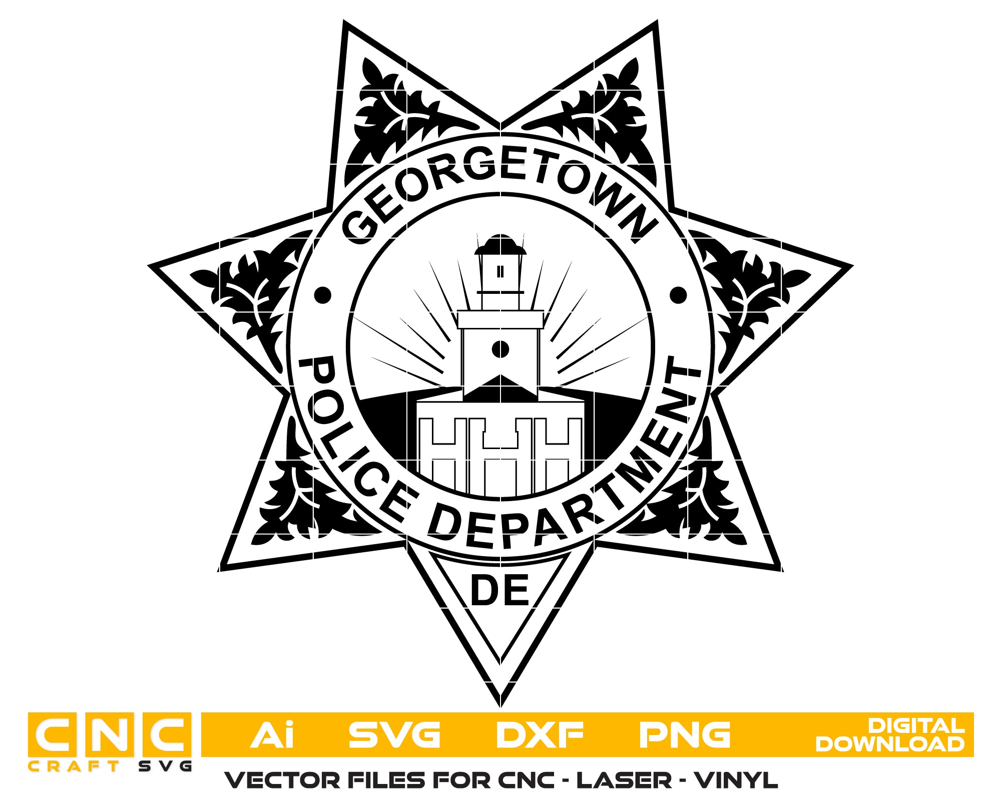 Georgetown Police Department Badge SVG, Georgetown Police Badge Vector, Law Enforcement Badge SVG, Police Department Badge, City Police Badge Vector