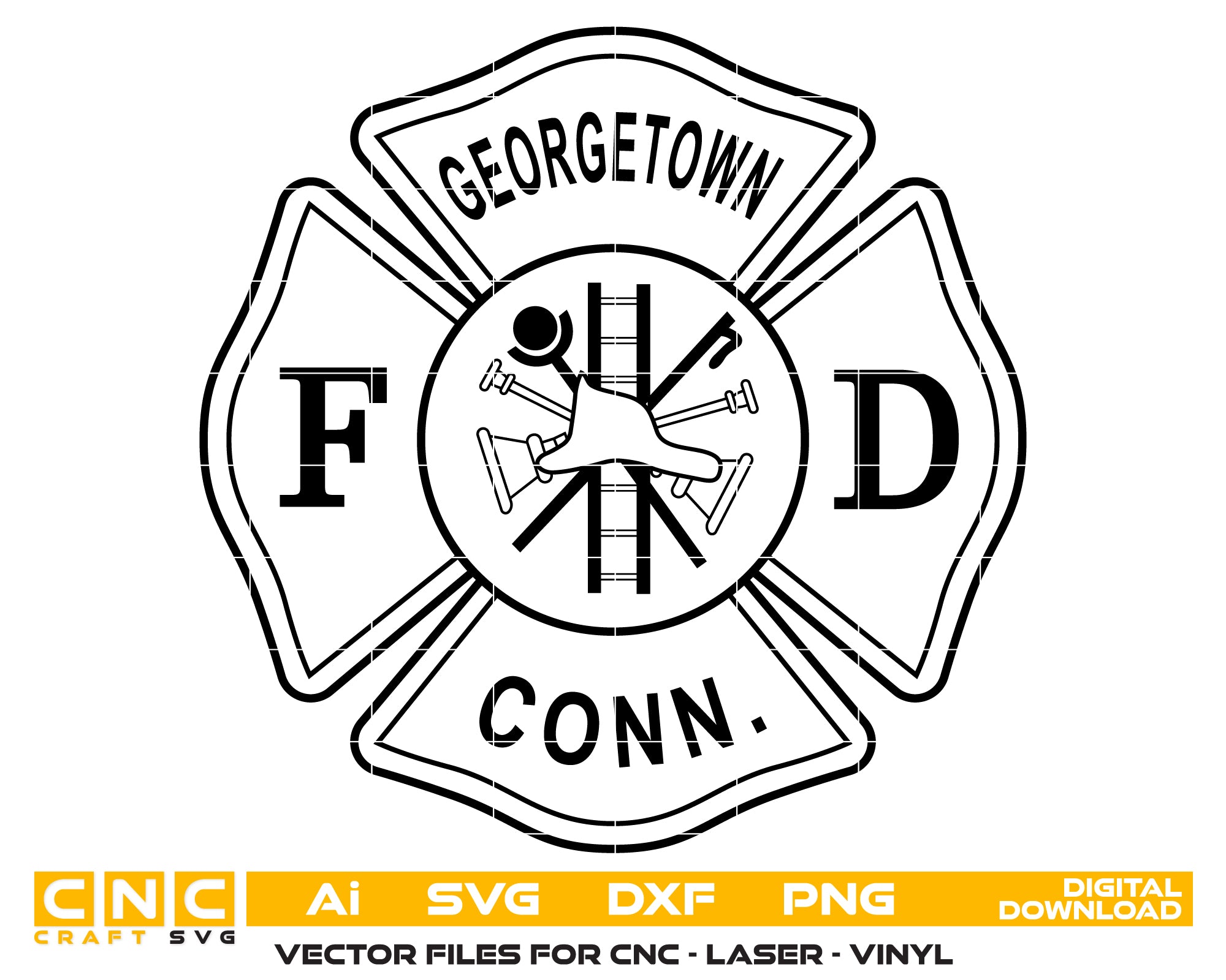 Georgetown Volunteer Fire Company Badge SVG, Fire Department Badge Vector, Georgetown Volunteer Fire Badge, Firefighter Badge SVG, Fire Company Badge Vector