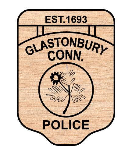 Glastonbury Police Patch SVG digital download, Connecticut police emblem vector design for Cricut, Silhouette, CNC, engraving, and law enforcement crafts.