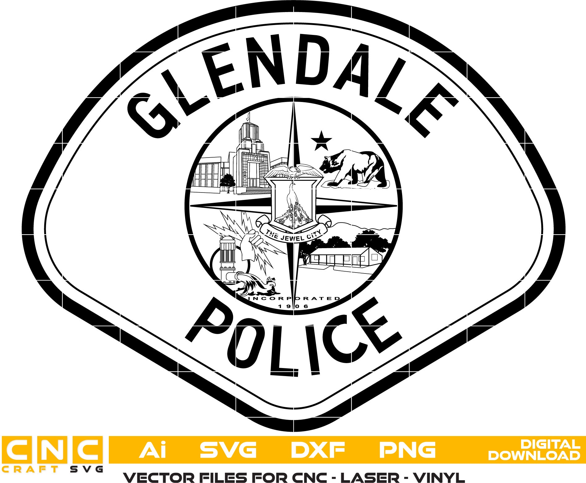 Glendale Police Badge, Glendale Police Logo, Glendale vector art, Digital File