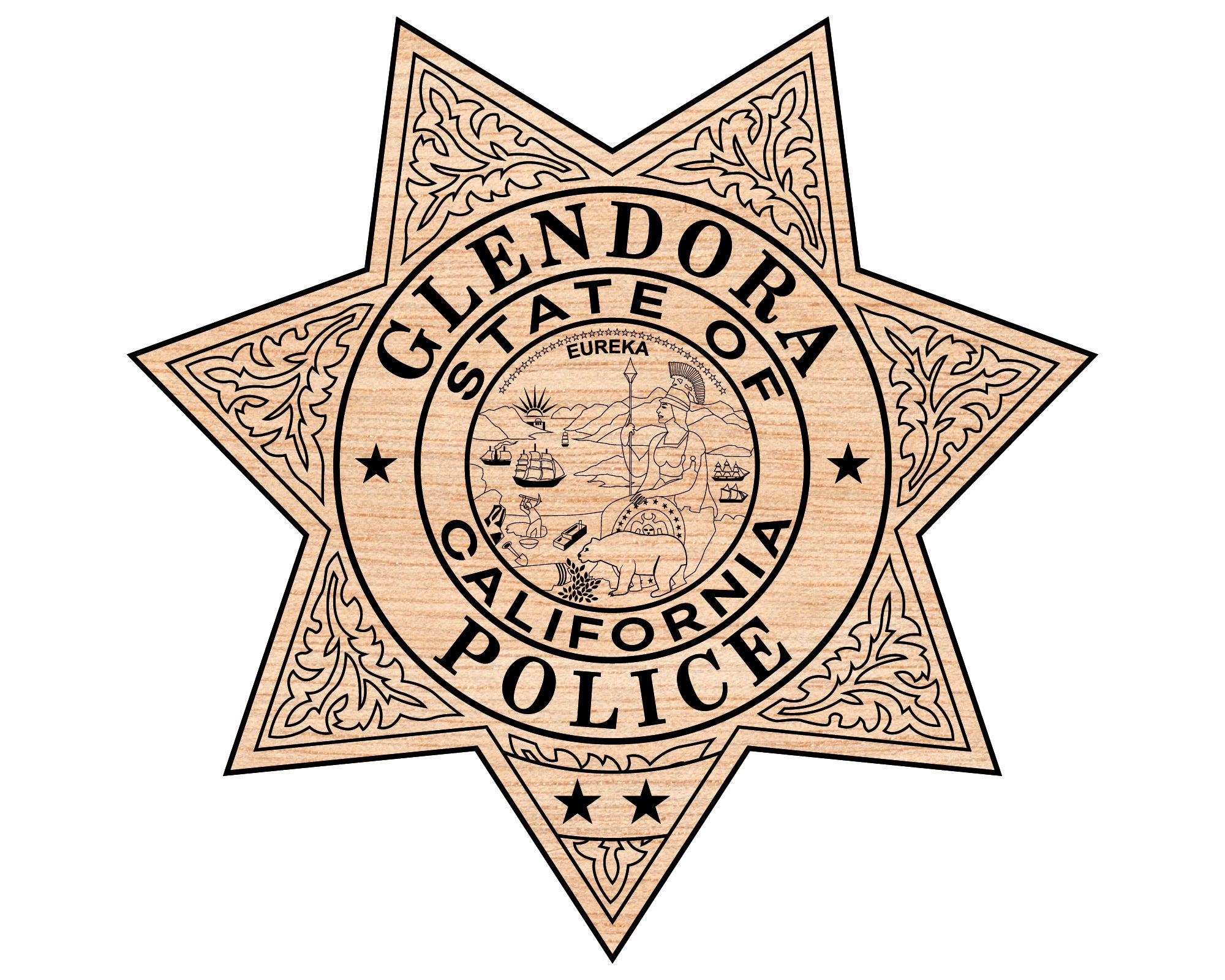 Glendora Police Department Badge SVG, Glendora PD Badge Vector, California Police Badge Design, Law Enforcement Badge SVG, Glendora California Badge
