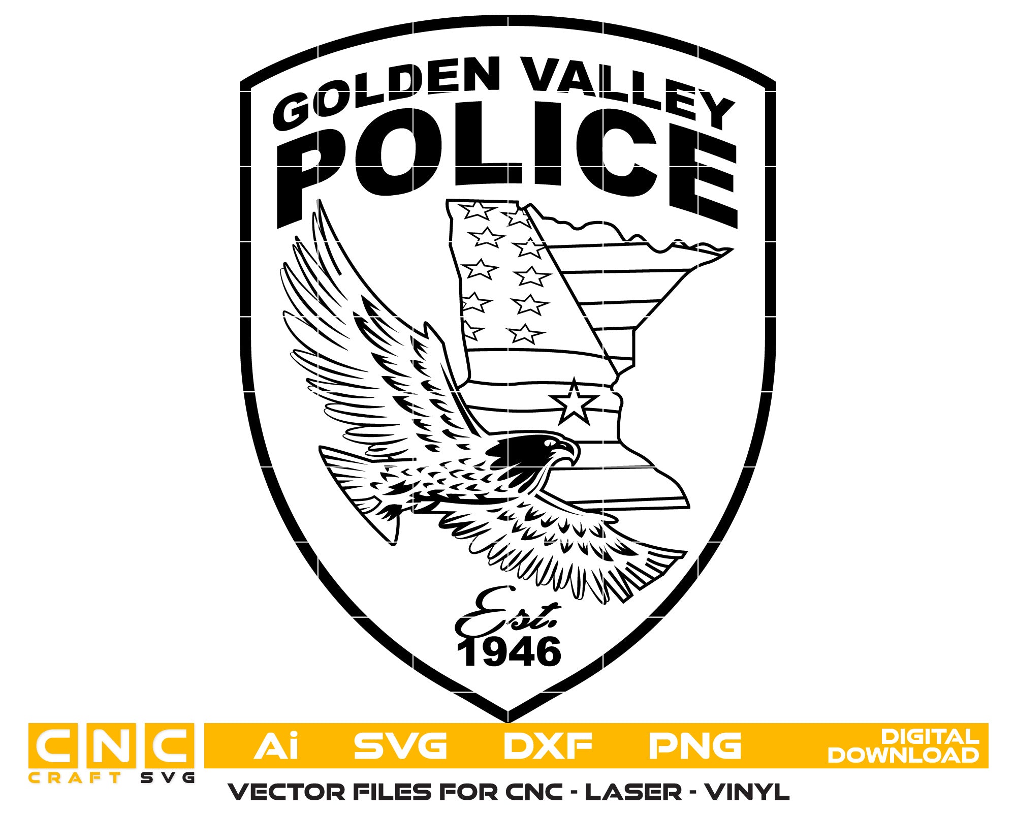Golden valley police Vector Art, Ai,SVG, DXF, PNG, Digital Files