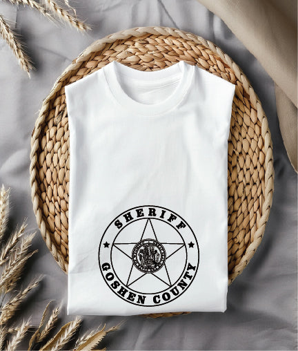 Goshen County Sheriff Badge SVG digital download, Wyoming sheriff emblem vector design for Cricut, Silhouette, CNC, engraving, and law enforcement crafts.