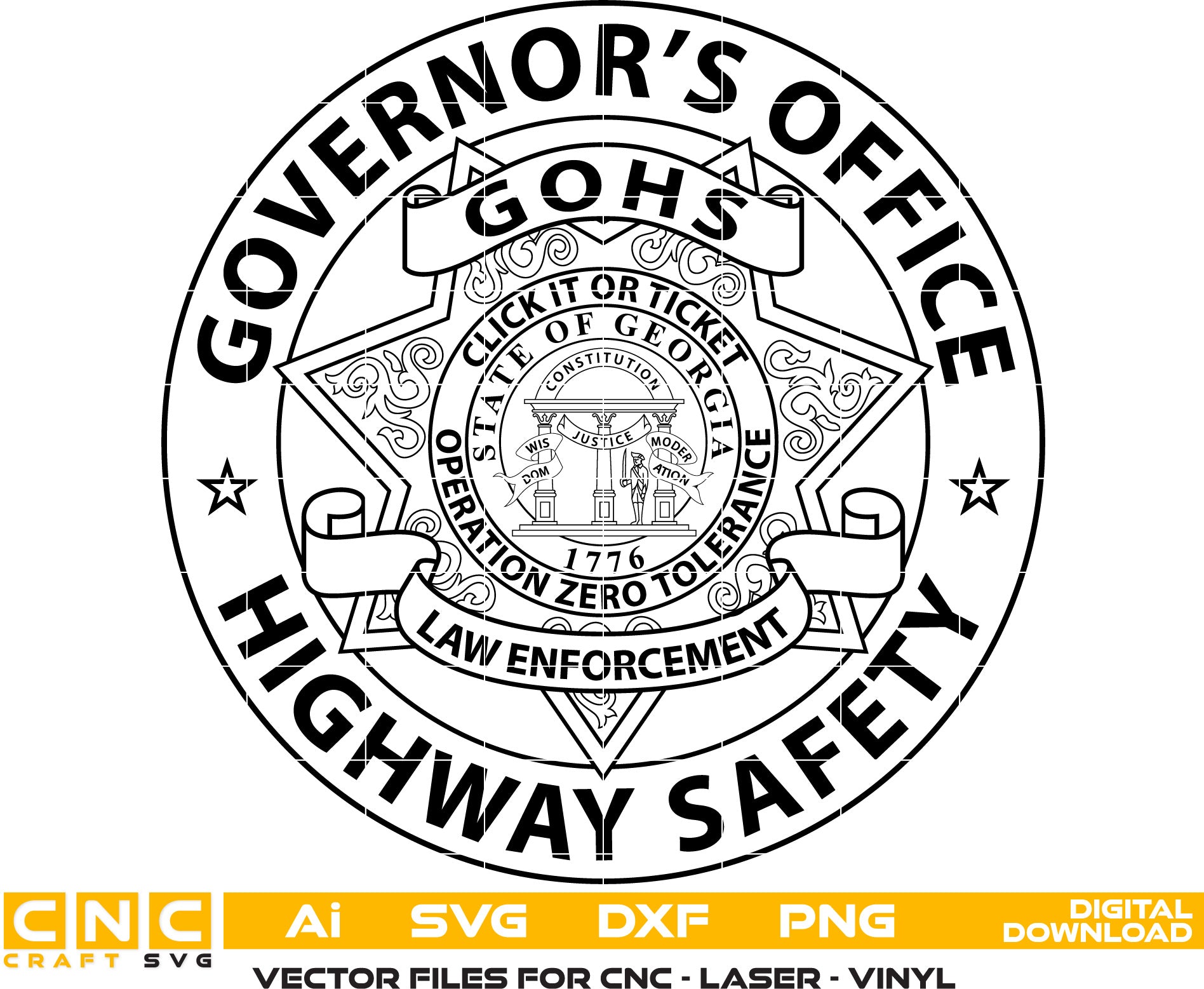 Governors Office Highway Safety Law Enforcement Officer Badge Vector Art