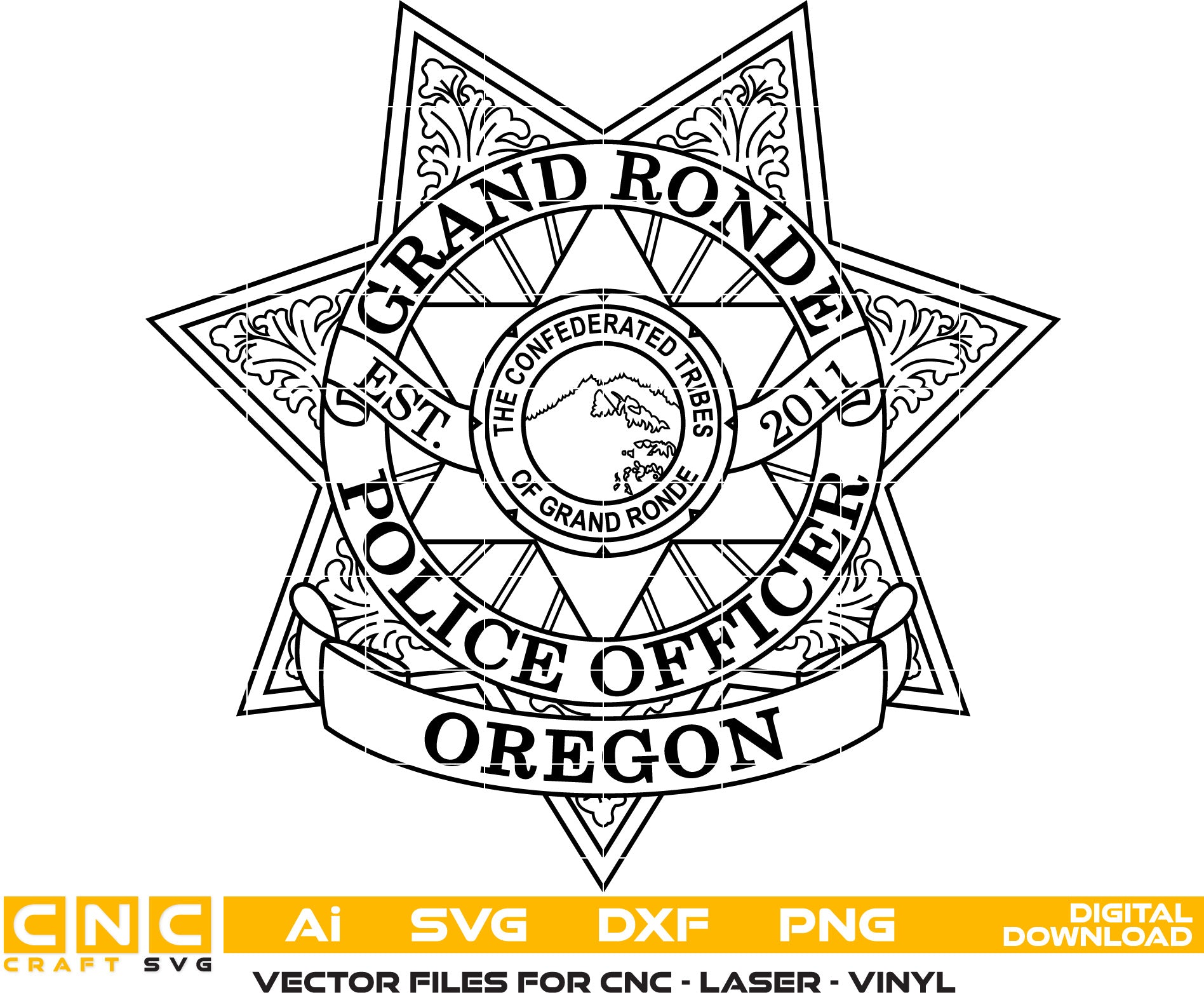 Grand Ronde Police Officer Badge Vector Art