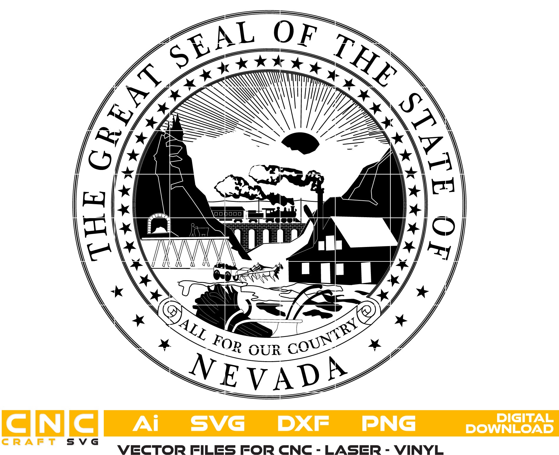 Great Seal of The State of Nevada Vector Art, Ai,SVG, DXF, PNG, Digital Files