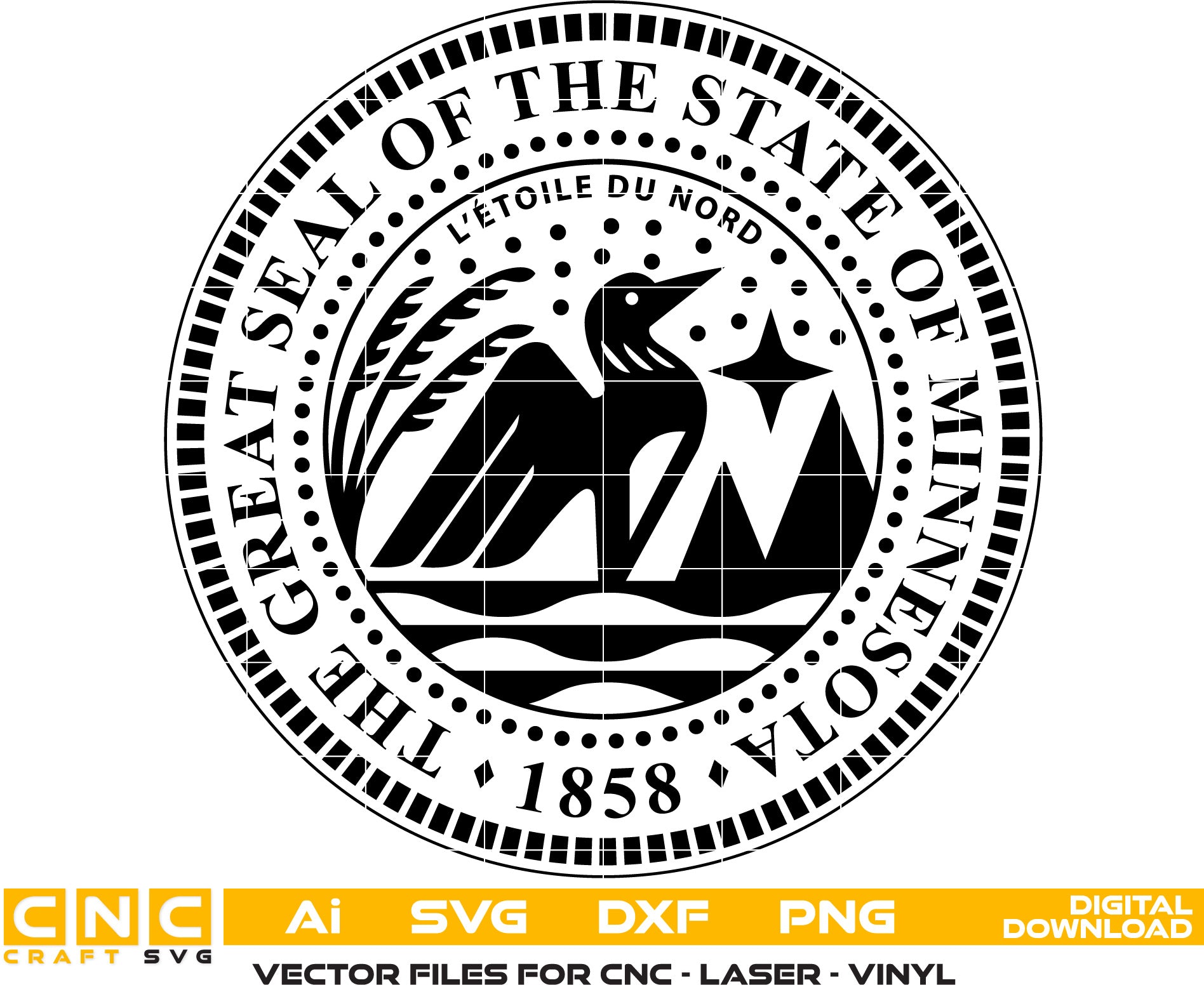 Great Seal of the State of Minnesota, Minnesota seal, Minnesota vector art, Digital File