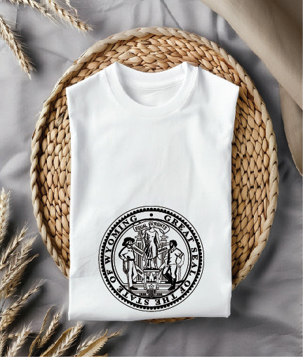 Great Seal of the State of Wyoming SVG digital download, Wyoming state emblem vector for Cricut, Silhouette, CNC, engraving, and educational or decorative crafts.