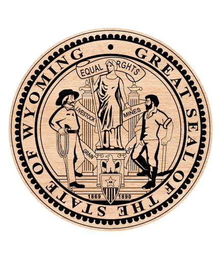 Great Seal of the State of Wyoming SVG digital download, Wyoming state emblem vector for Cricut, Silhouette, CNC, engraving, and educational or decorative crafts.