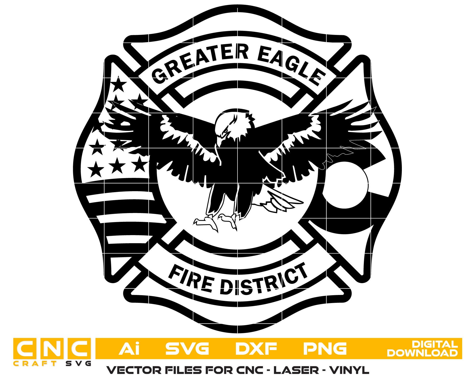 Greater Eagle Fire Protection District Badge SVG | Fire Department Vector for CNC & Printing