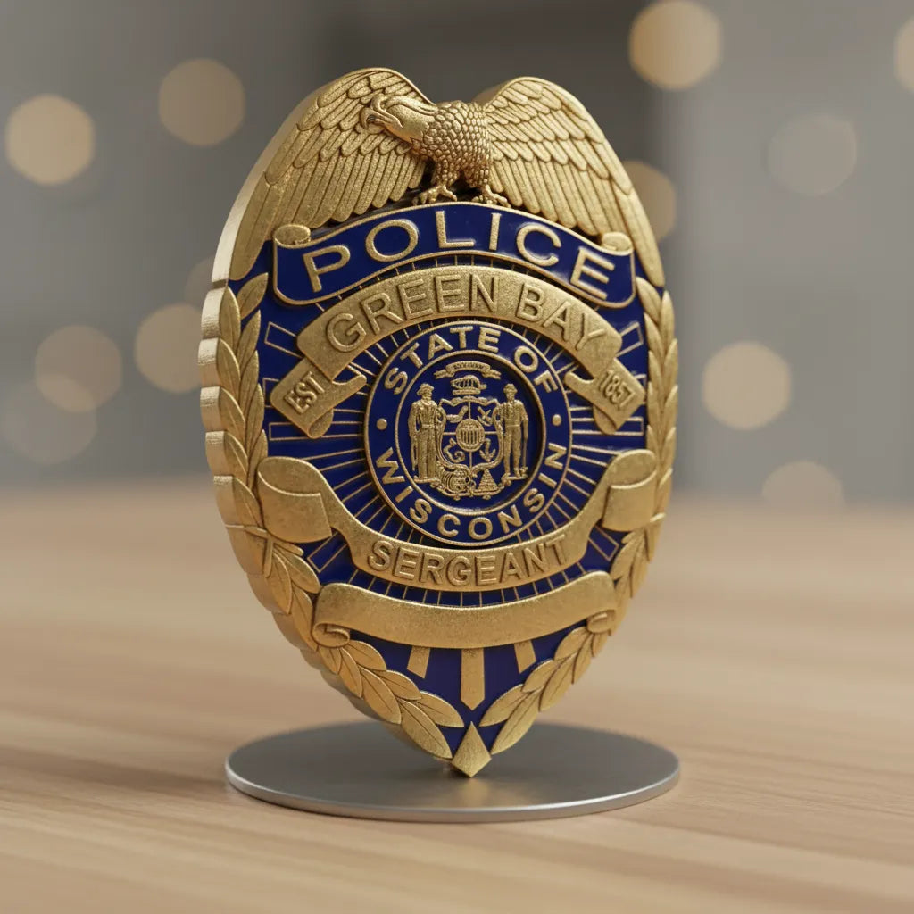 Green Bay Wisconsin Police Sergeant Badge SVG for CNC

GBPD Sergeant Badge Vector for Laser Engraving

Green Bay Wisconsin Law Enforcement Emblem for Wood Carving

Professional Green Bay Police Sergeant Shield Design

Green Bay Police SVG Logo for CNC Router Projects