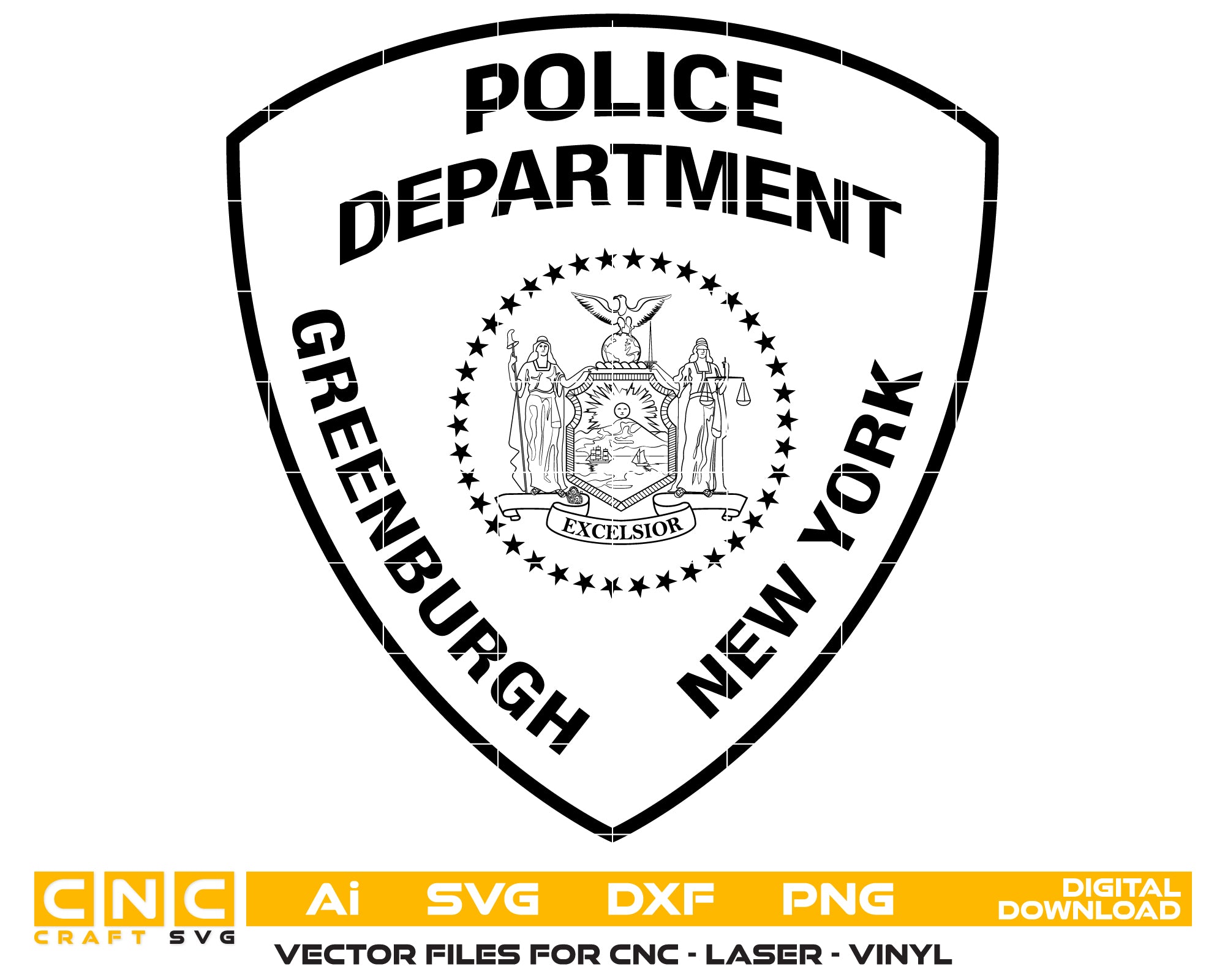 Greenburgh New York Police Department Badge SVG, New York Police Emblem Vector, Greenburgh Law Enforcement Badge, Police Officer Badge SVG, NY Police Department Badge