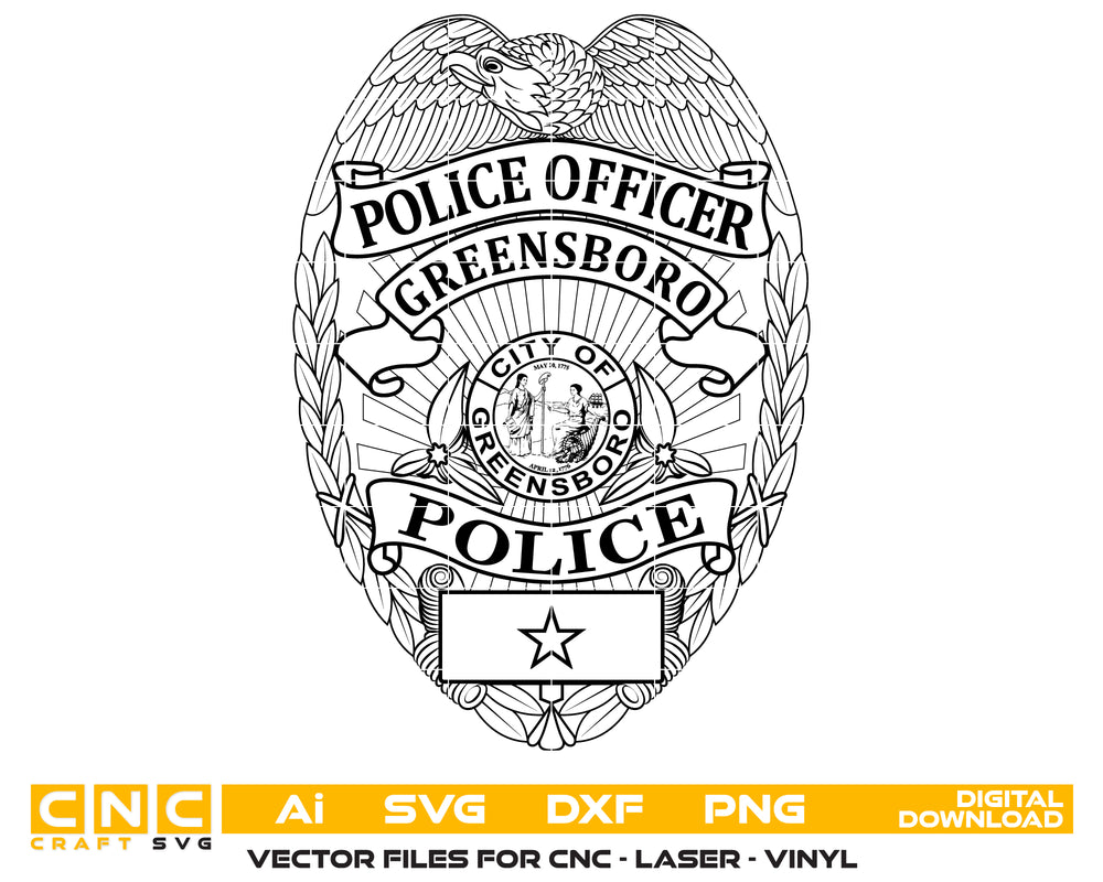 Greensboro Police Officer Badge SVG