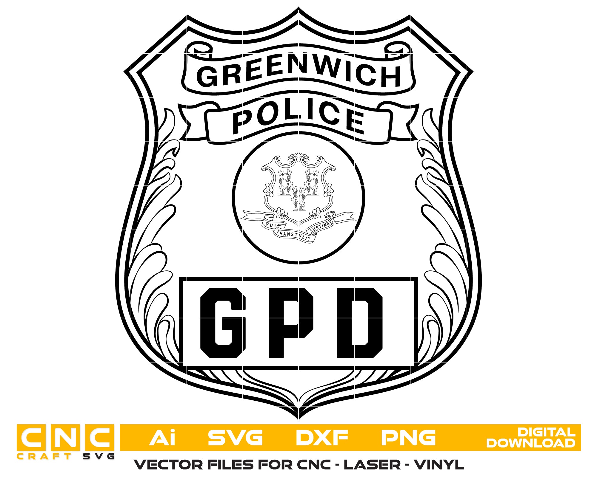 Greenwich Police Department Badge SVG | Connecticut Law Enforcement Emblem Vector Digital Download