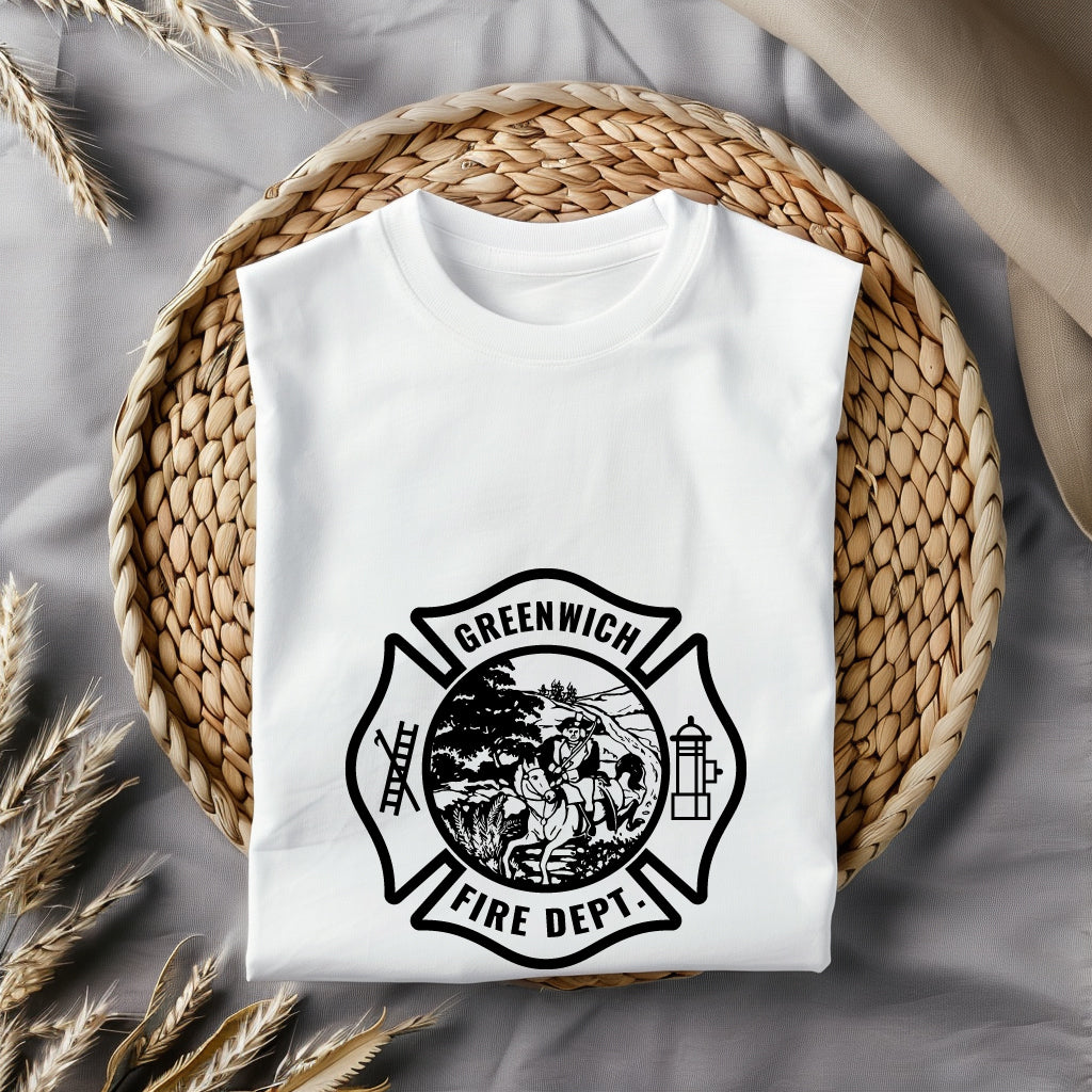 Greenwich Fire Department Badge SVG, Connecticut Firefighter Badge Vector, Greenwich Firefighter Emblem, Fire Department Badge SVG, Firefighter Badge Design