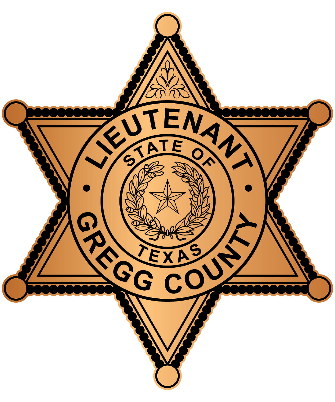 Gregg County Sheriff Lieutenant Badge SVG | Law Enforcement Emblem for CNC & Printing