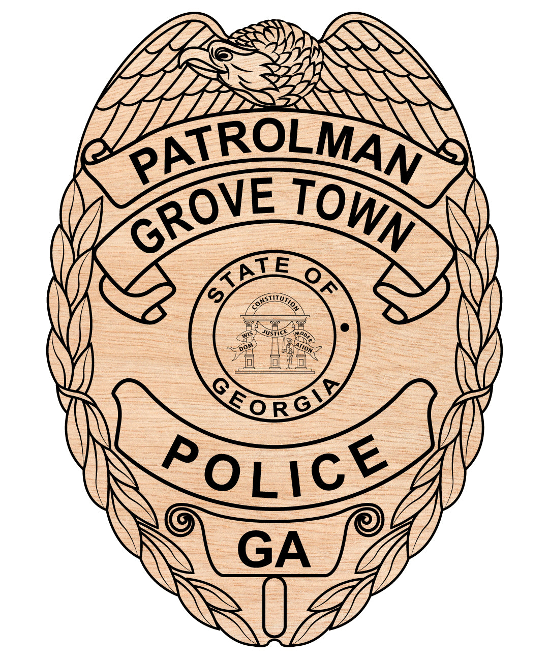Grovetown Police Patrolman Badge SVG, Georgia Police Badge Vector, Grovetown Police Patrolman Badge, Law Enforcement Badge SVG, Georgia Police Officer Badge Vector