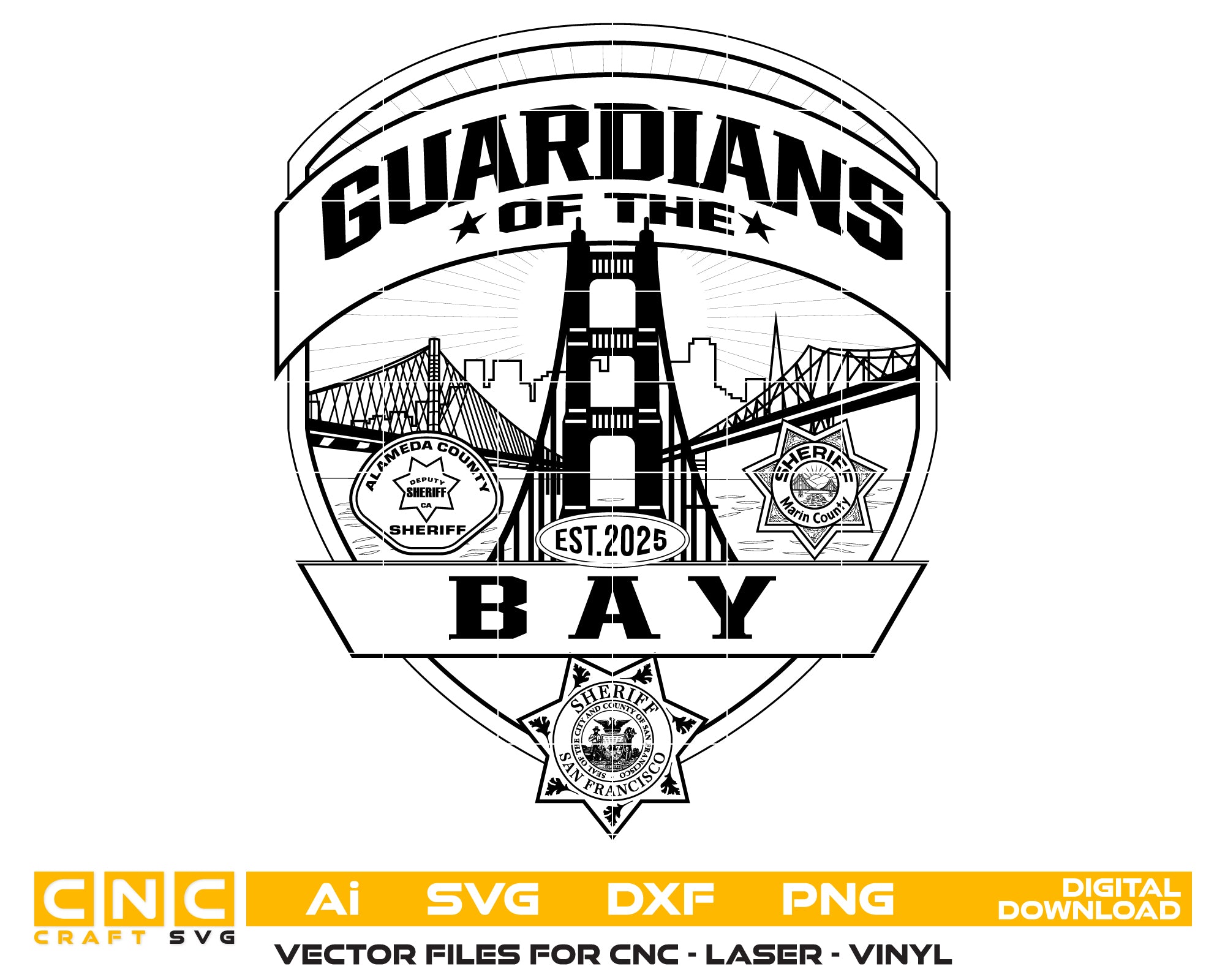 Guardians of The Bay Marin County Sheriff Badge SVG, Marin County Sheriff Badge Vector, Sheriff Badge SVG, Law Enforcement Badge Design, Marin Sheriff Logo SVG, Police Badge Vector File, Sheriff Emblem for Engraving, Marin County Badge Digital File, Sheriff Seal SVG, Guardians of The Bay Vector Art