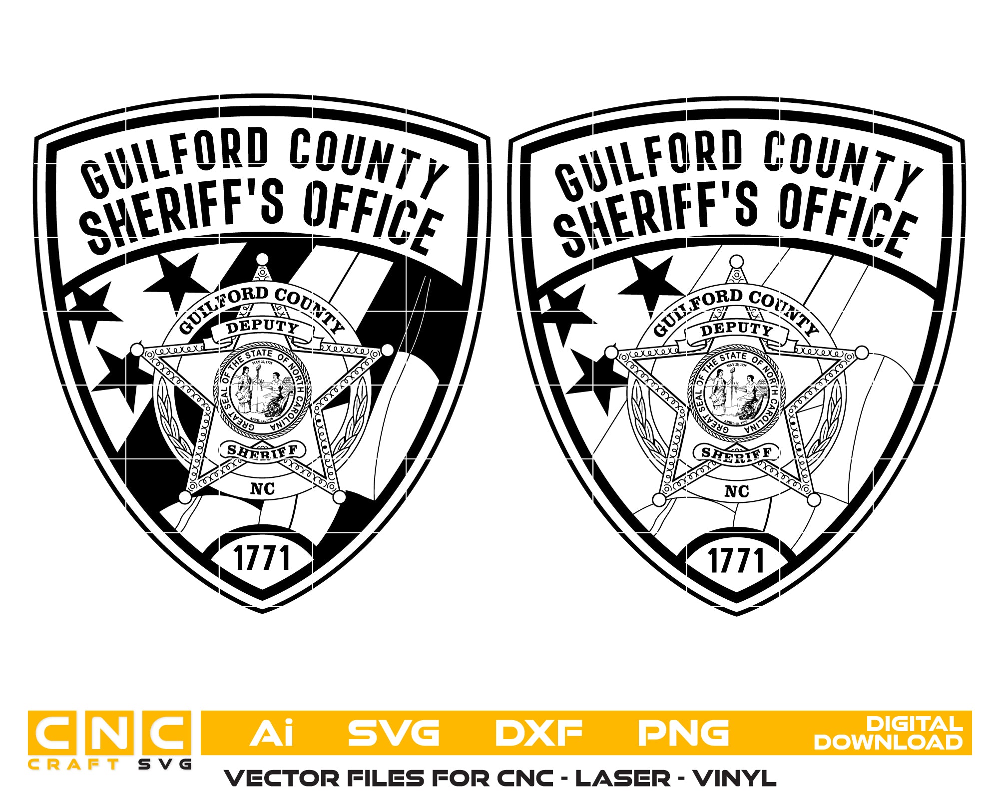 Guilford County Sheriff Patch SVG, North Carolina Sheriff Vector, Guilford County Police SVG, Law Enforcement Patch Design, NC Sheriff Logo, Sheriff Badge SVG
