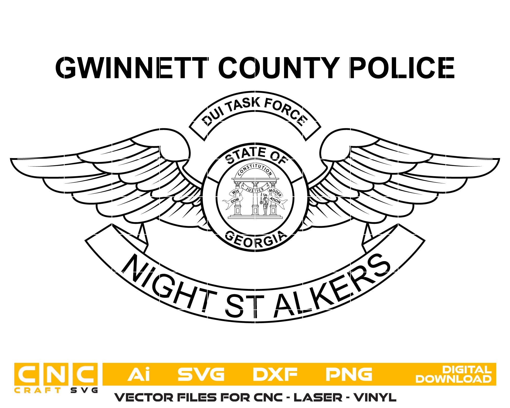 Gwinnett County Police Badge Vector Art, Ai,SVG, DXF, PNG, Digital Files