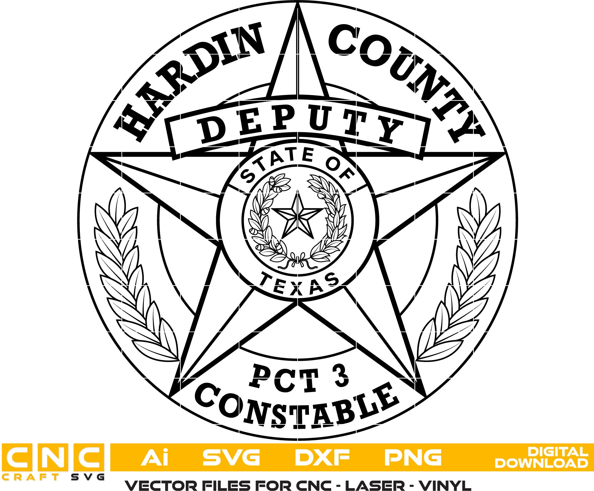 Hardin County Police Constable Badge Vector art Svg, Dxf, Jpg, Png and Ai files For laser engraving, woodworking, acrylic painting, and all printing machines.