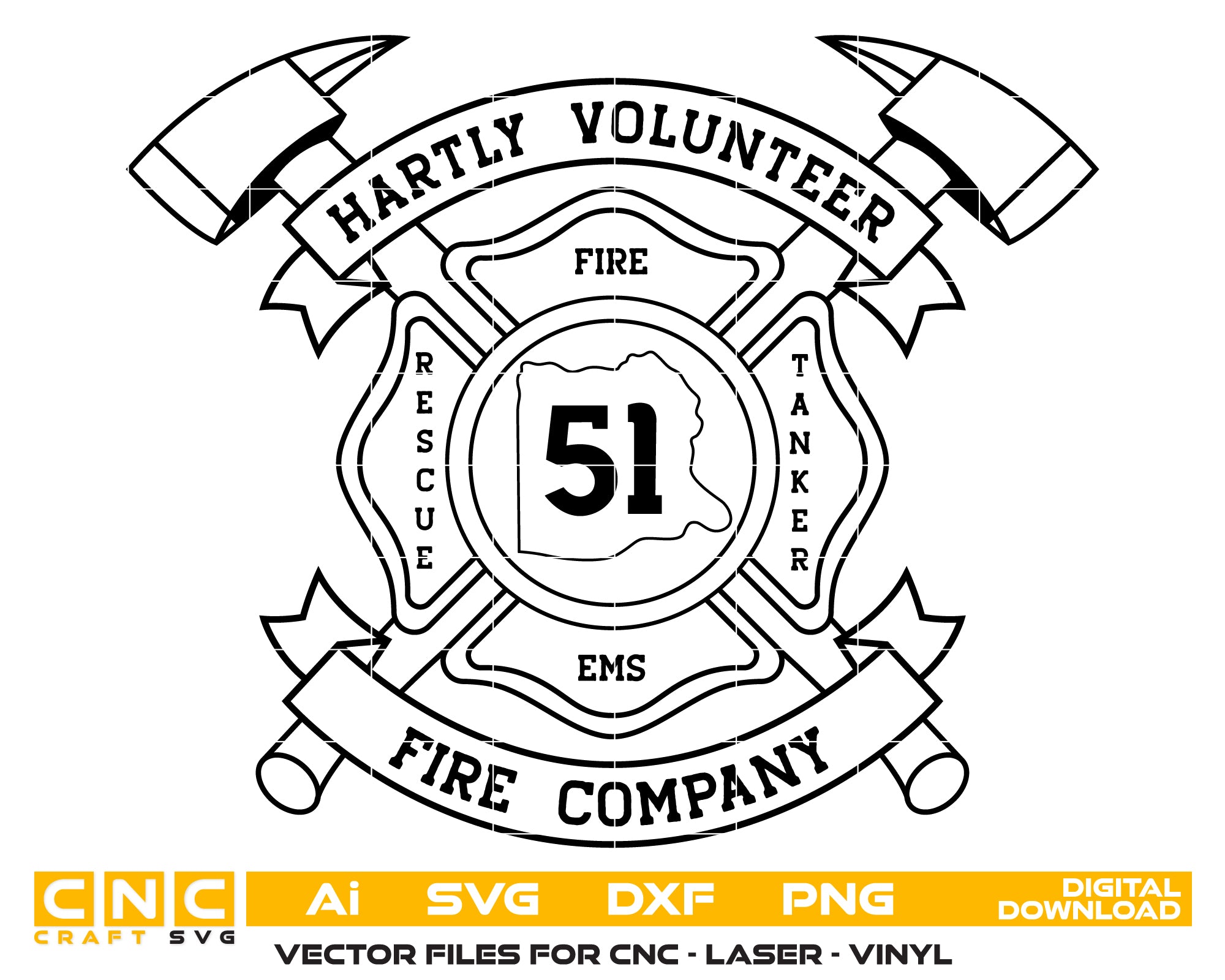 Hartly Volunteer Fire Company Badge SVG, Fire Department Badge Vector, Hartly Fire Badge, Firefighter Badge SVG, Fire Company Badge Vector