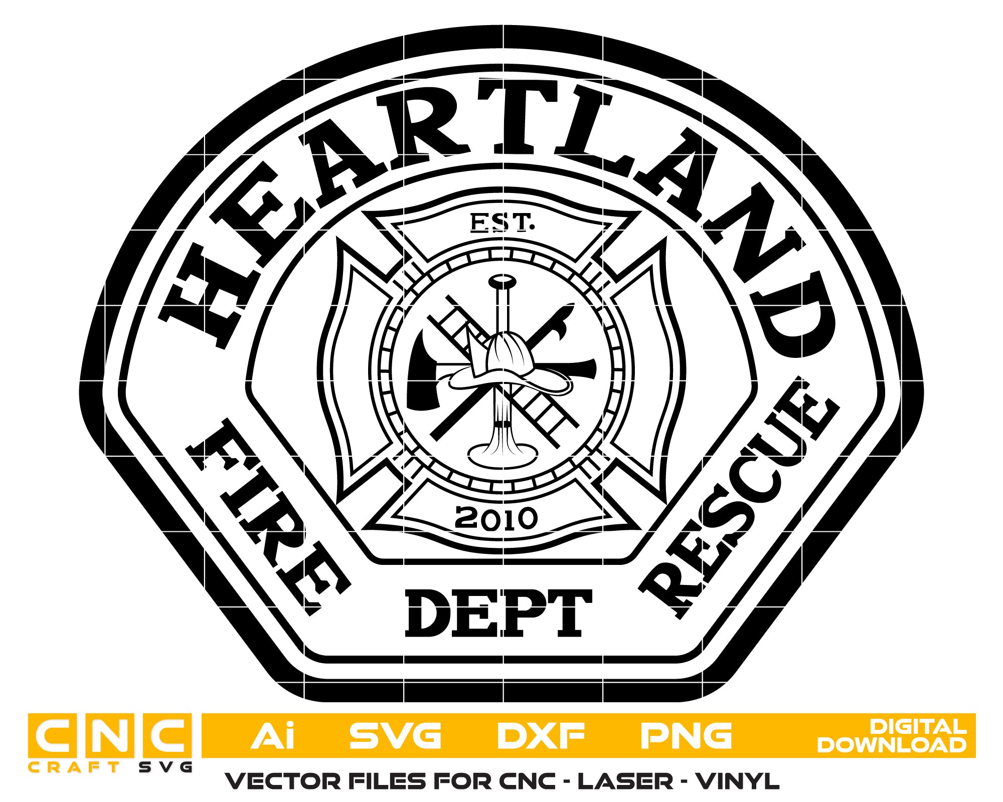 Heartland Fire Rescue Department Badge SVG, Fire Department Badge Vector, Heartland Fire Rescue Badge, Firefighter Badge SVG, Fire Department Badge Vector