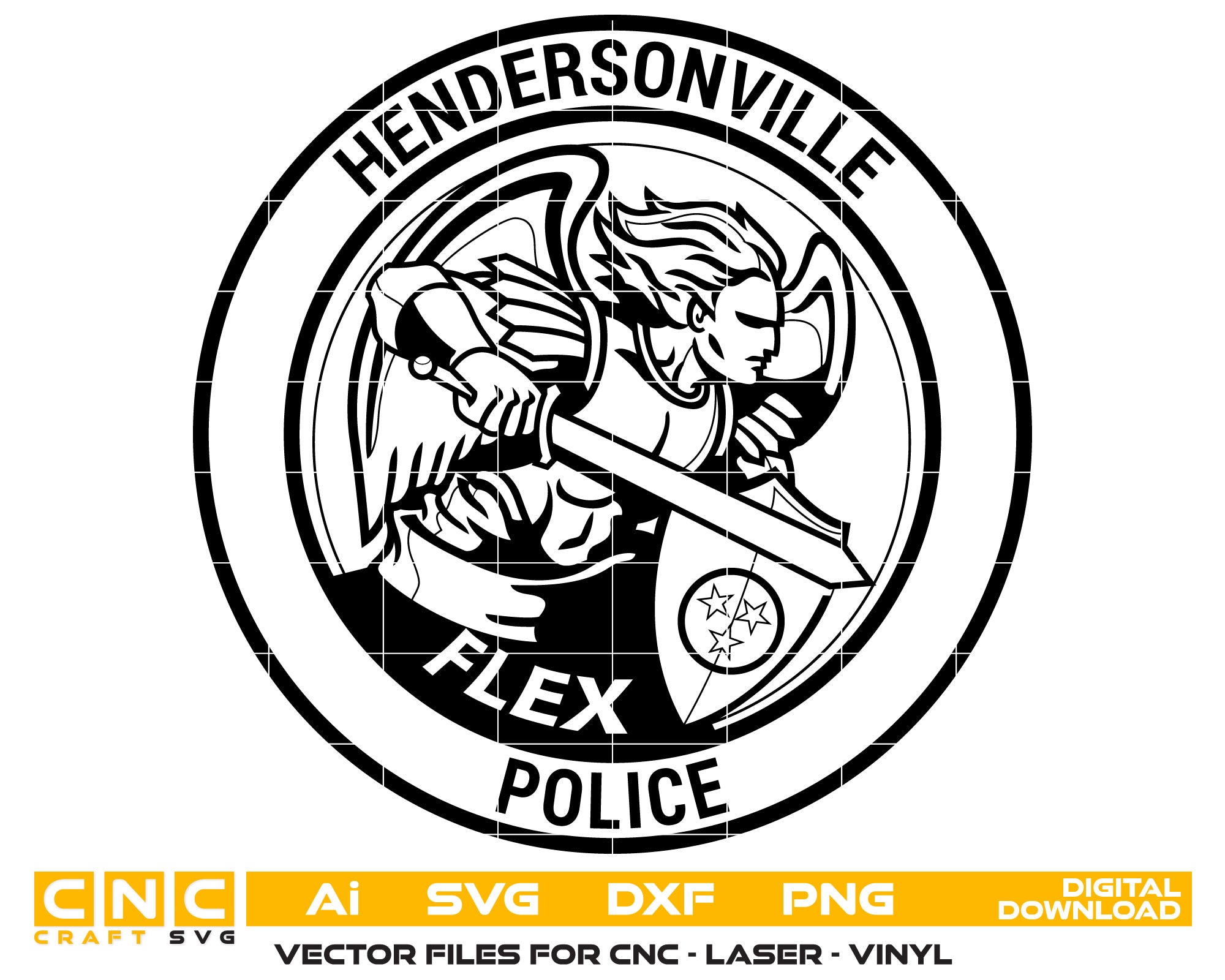 Hendersonville Police Vector art Svg, Dxf, Jpg, Png, and Ai files For laser engraving, woodworking, acrylic painting, and all printing machines.