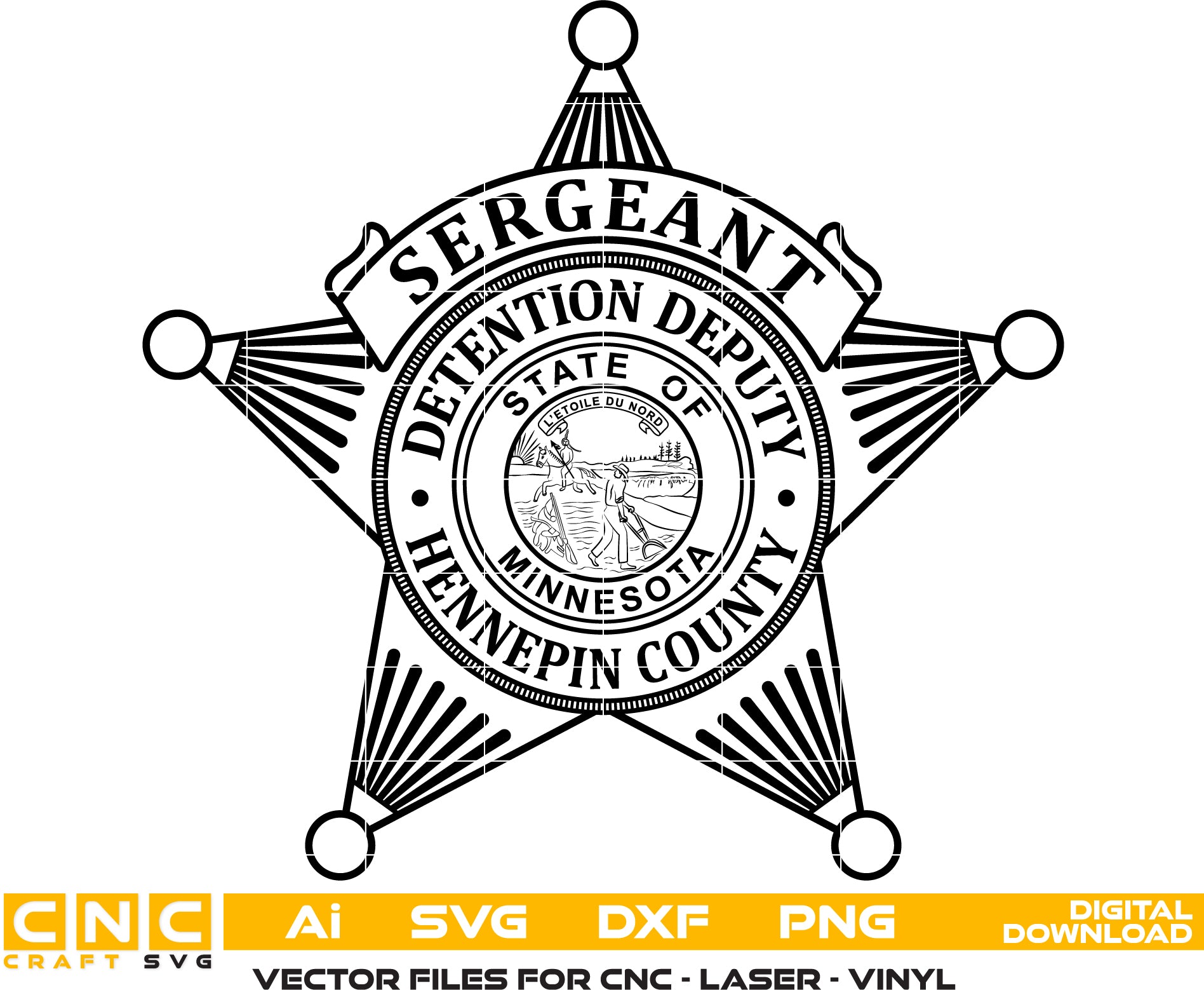 Hennepin County Detention Deputy Sergeant Badge SVG | Law Enforcement Emblem for CNC & Printing