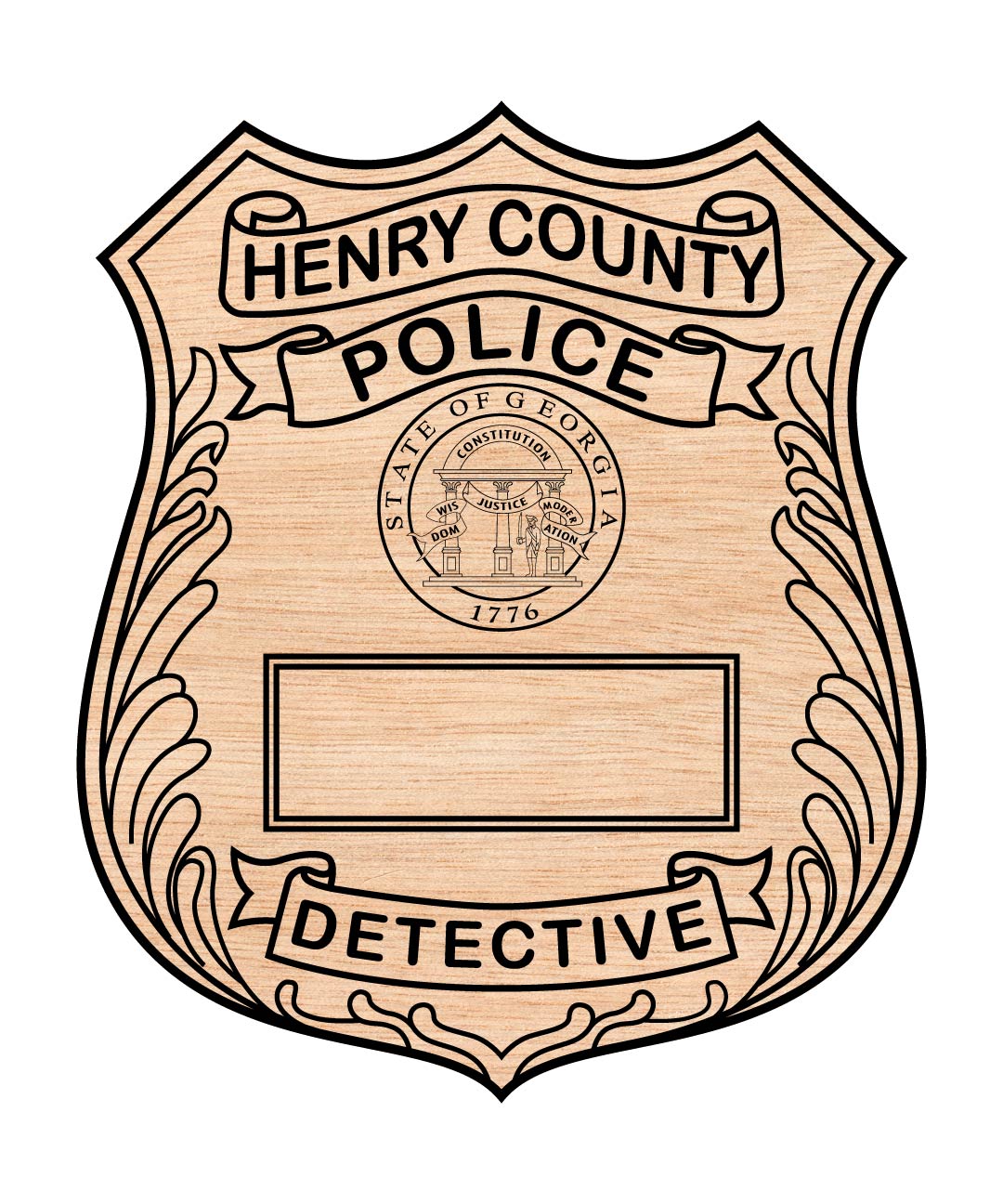 Henry County Police Department Detective Badge SVG, Henry County Detective Badge Vector, Police Detective Badge SVG, Law Enforcement Detective Emblem, Police Shield Vector, Badge Engraving File