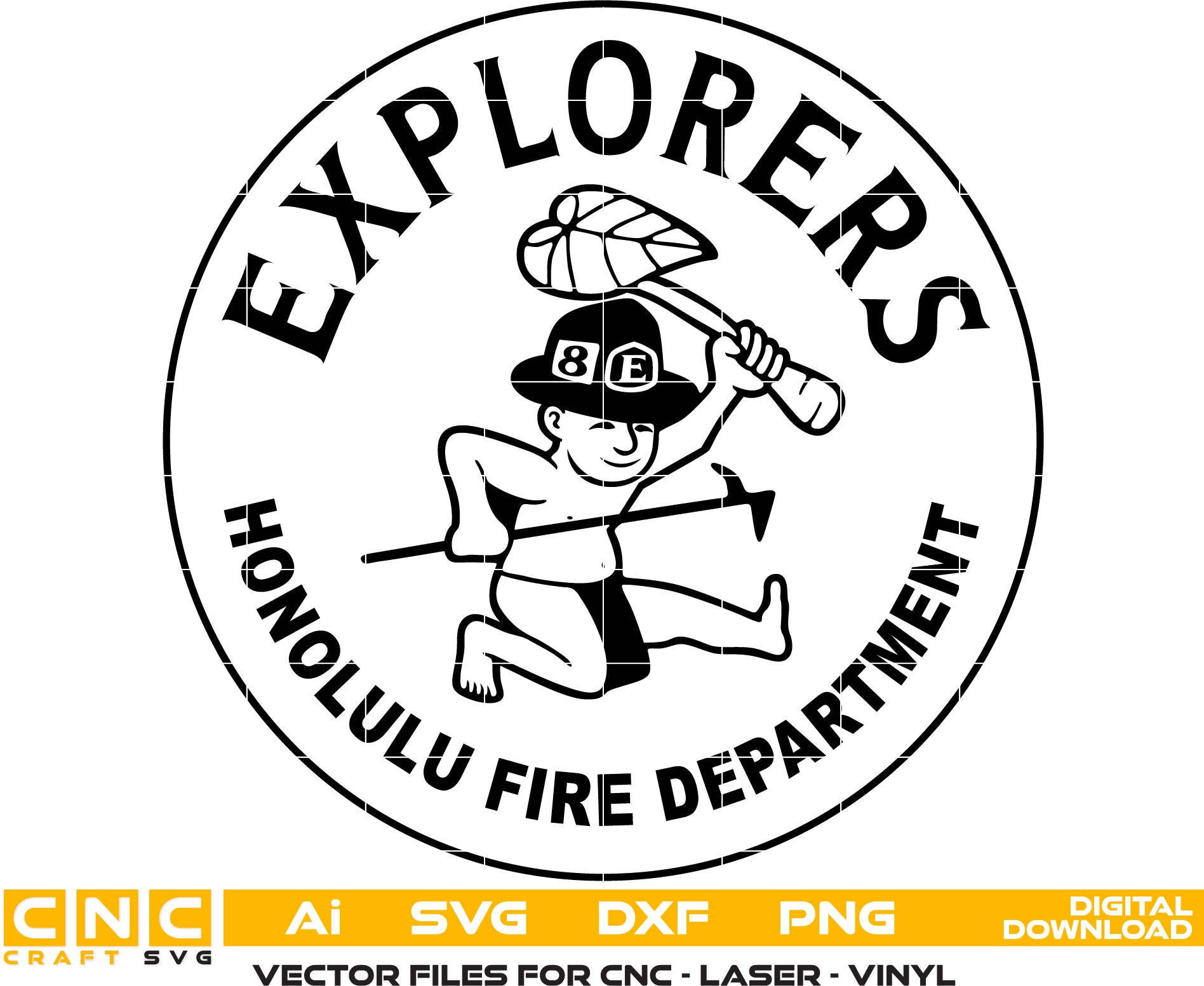 Honolulu Fire Department Badge SVG for Engraving & Woodworking