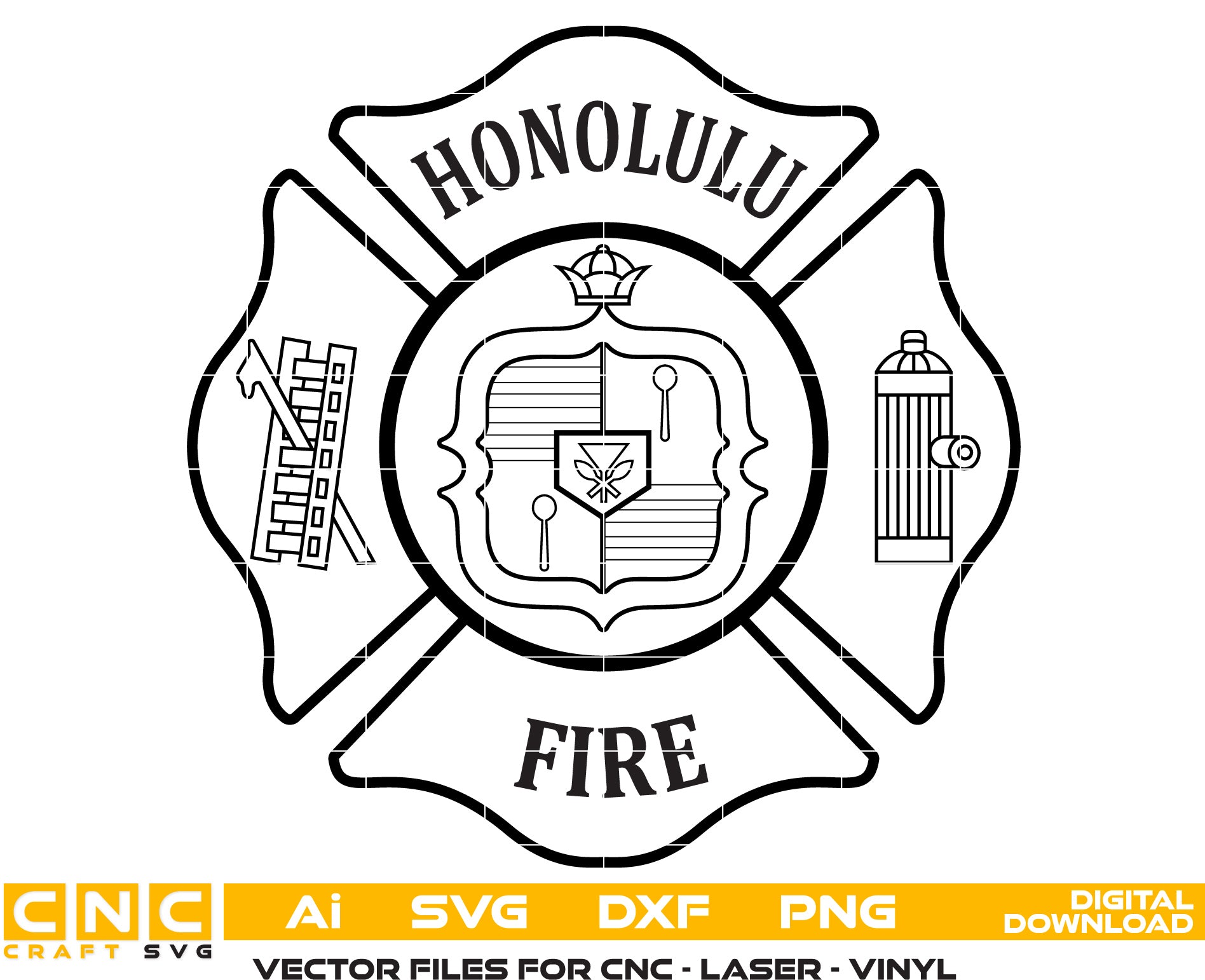 Honolulu Fire Seal Vector Art, Ai,SVG, DXF, PNG, Digital Files