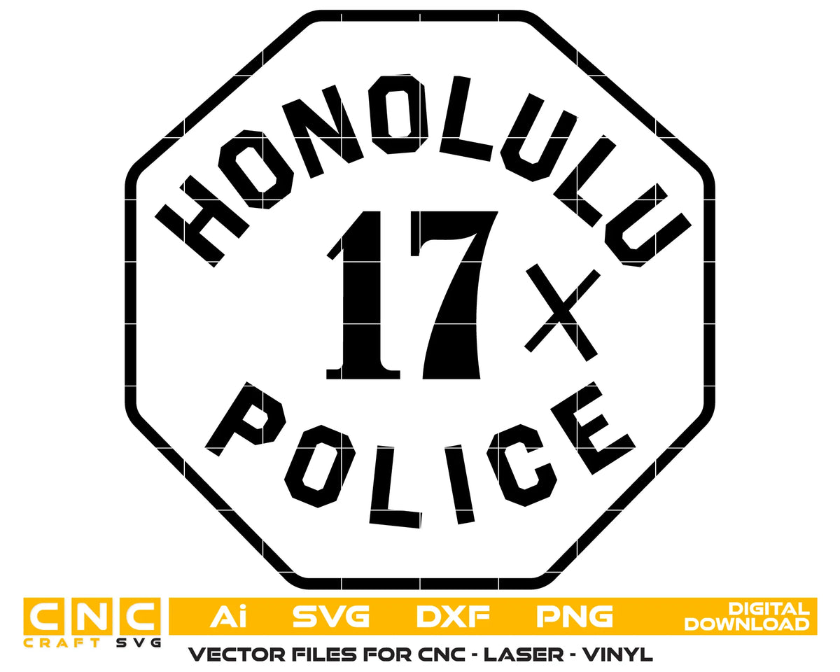 Honolulu Police Badge SVG Hawaii 17X Octagon Vector