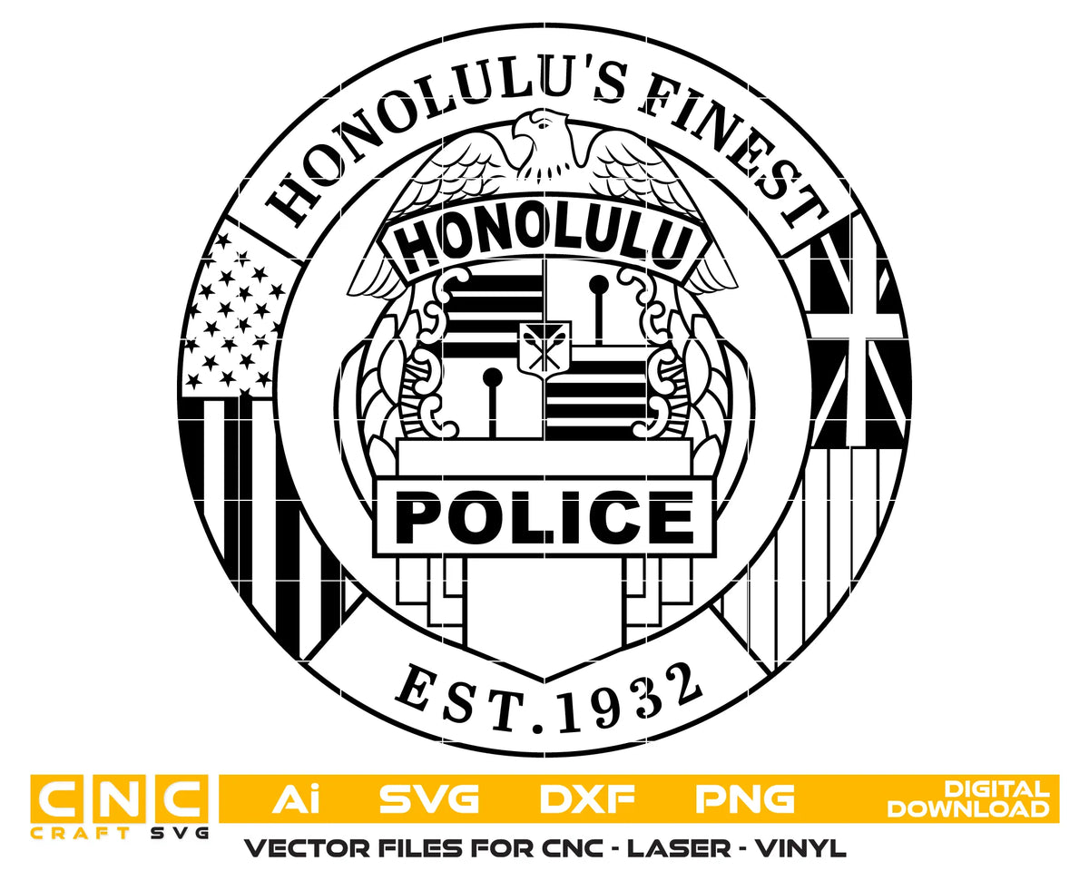 Honolulu Police Department Badge SVG Hawaii Law Enforcement Vector