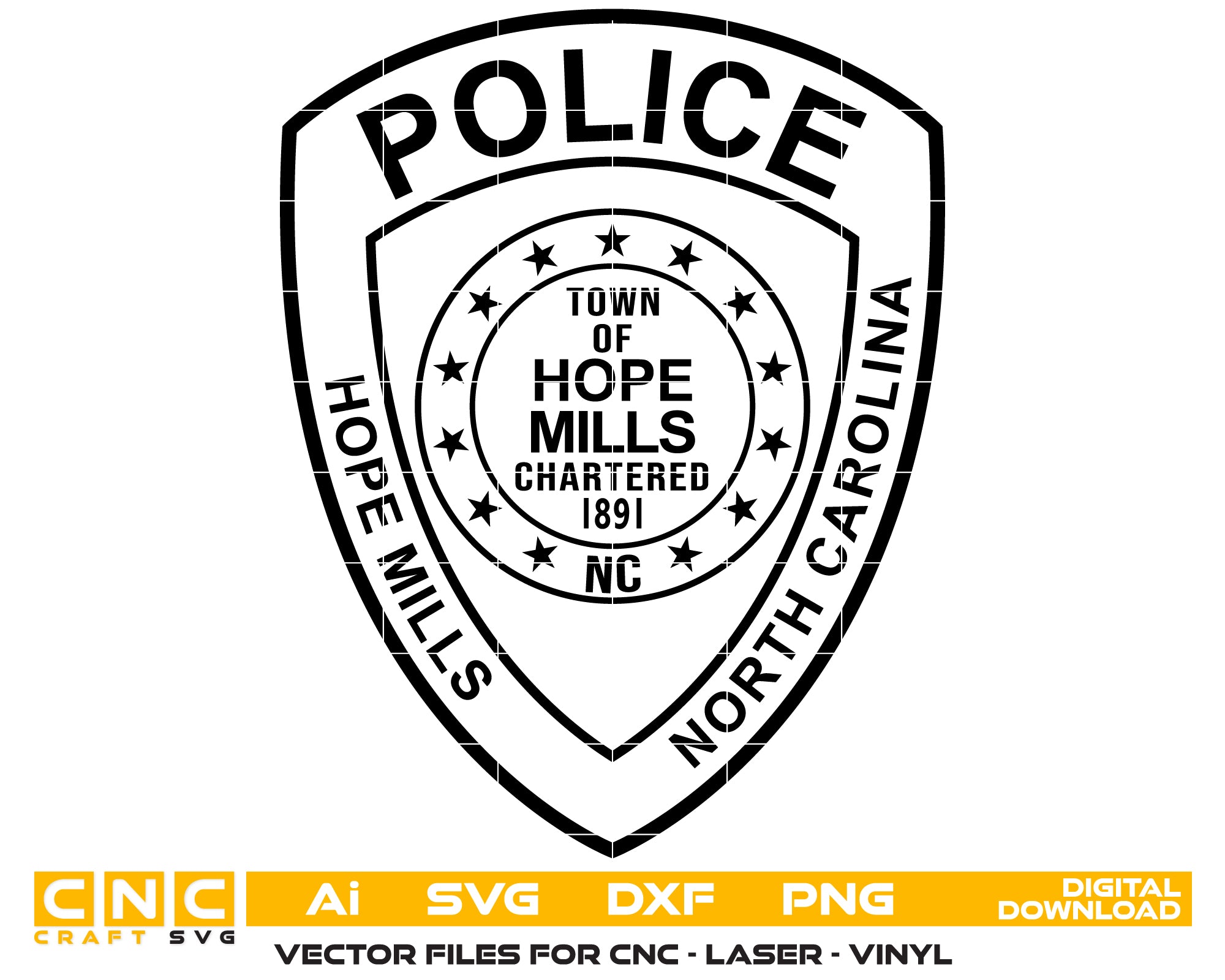 Hope Mills North Carolina Police Patch SVG, NC Police Emblem Vector, Hope Mills Law Enforcement Patch, Police Department Badge SVG, Hope Mills PD Patch