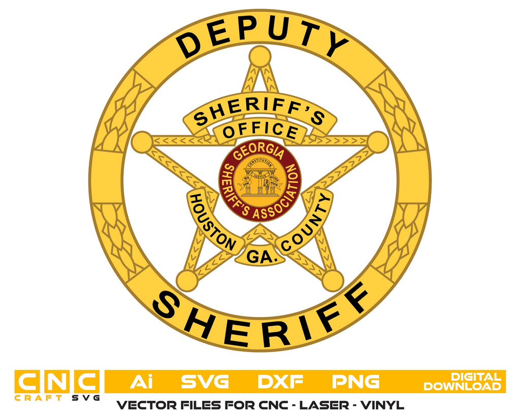 Houston County Deputy Sheriff Badge SVG Color Vector File Digital D Houston County Deputy Sheriff Badge SVG Color Vector File Digital D