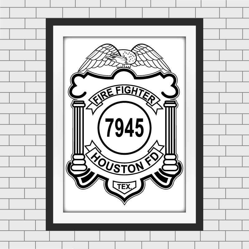 Houston Fire Department Badge SVG, HFD Firefighter Pendant Vector, Houston Fire Logo SVG, Firefighter Mini Badge Design, HFD Emblem Vector, Fire Department Logo SVG