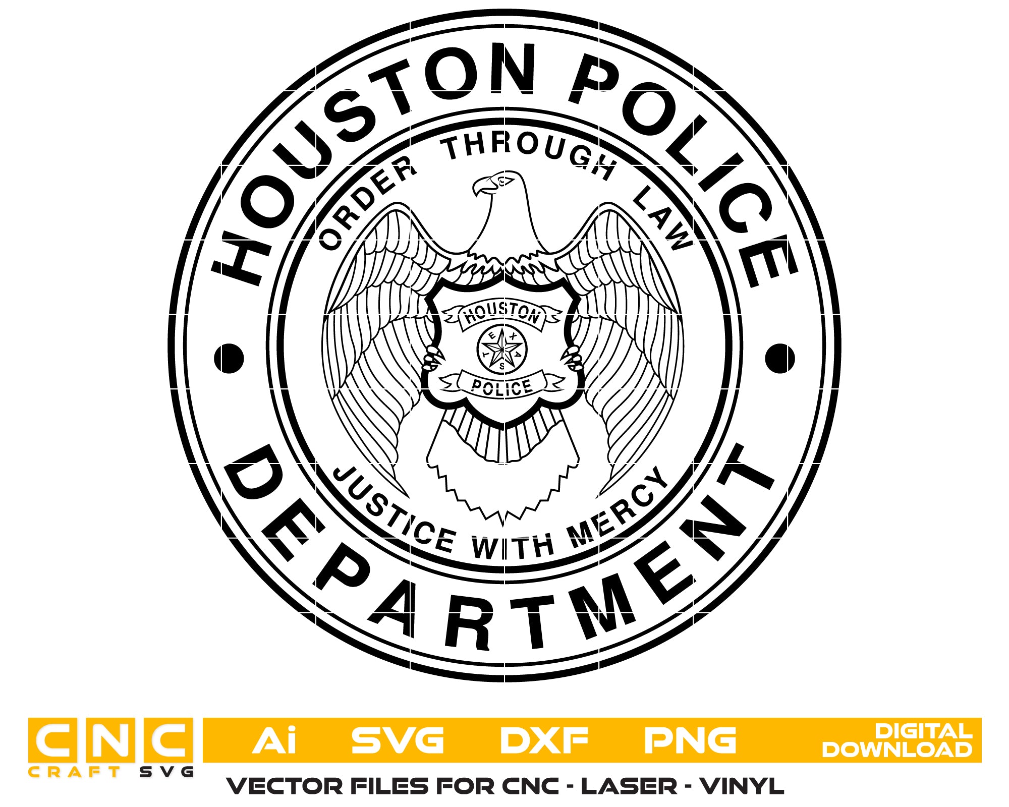 Houston Police Department Logo SVG, Texas Police Emblem Vector, Houston Law Enforcement Logo, Police Department Logo SVG, Houston PD Logo