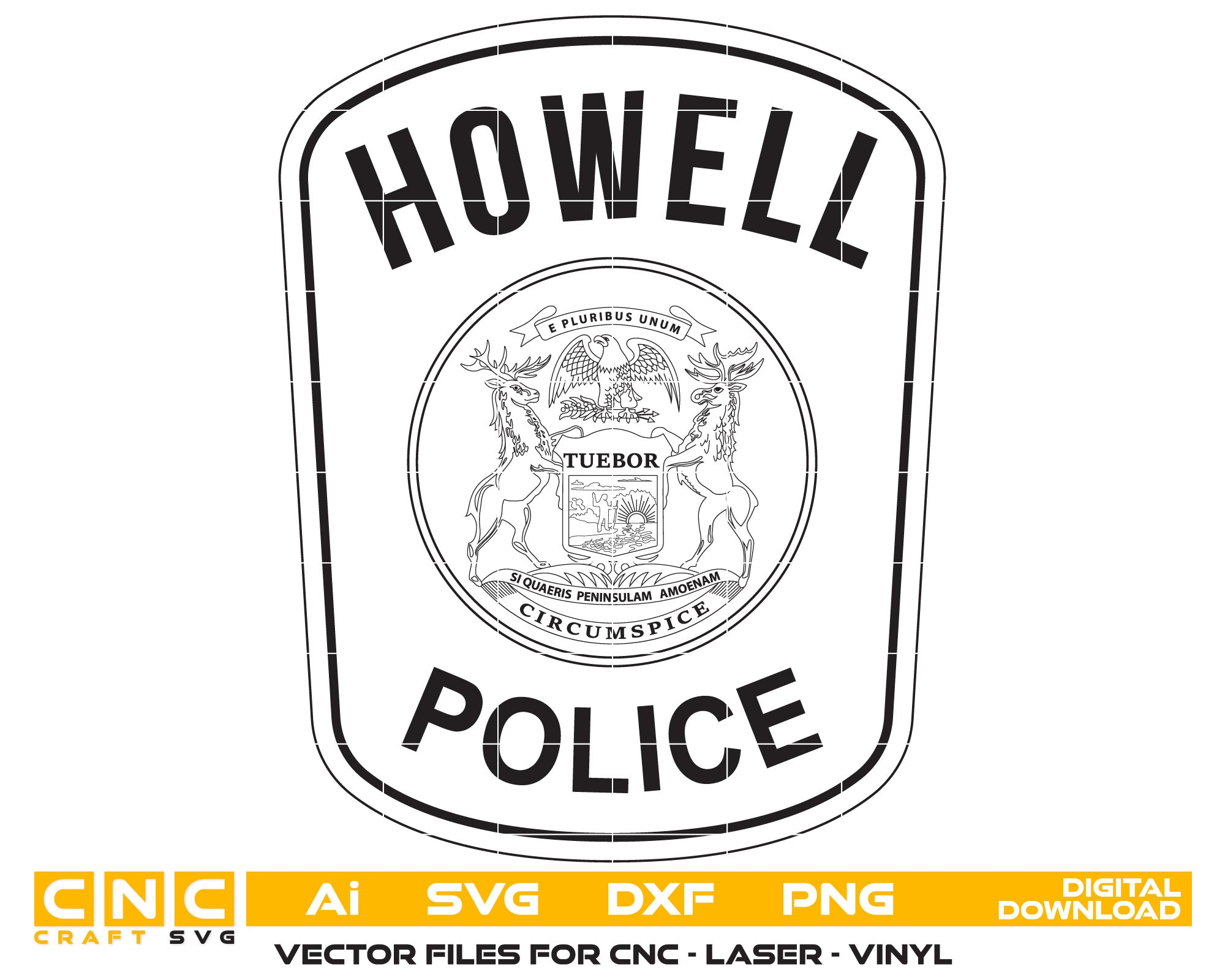 Howell Police Badge Vector art Svg, Dxf, Jpg, Png, and Ai files For laser engraving, woodworking, acrylic painting, and all printing machines.