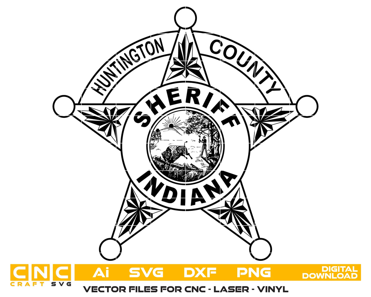Huntington County Sheriff's Office Badge SVG Indiana Law Enforcement Vector