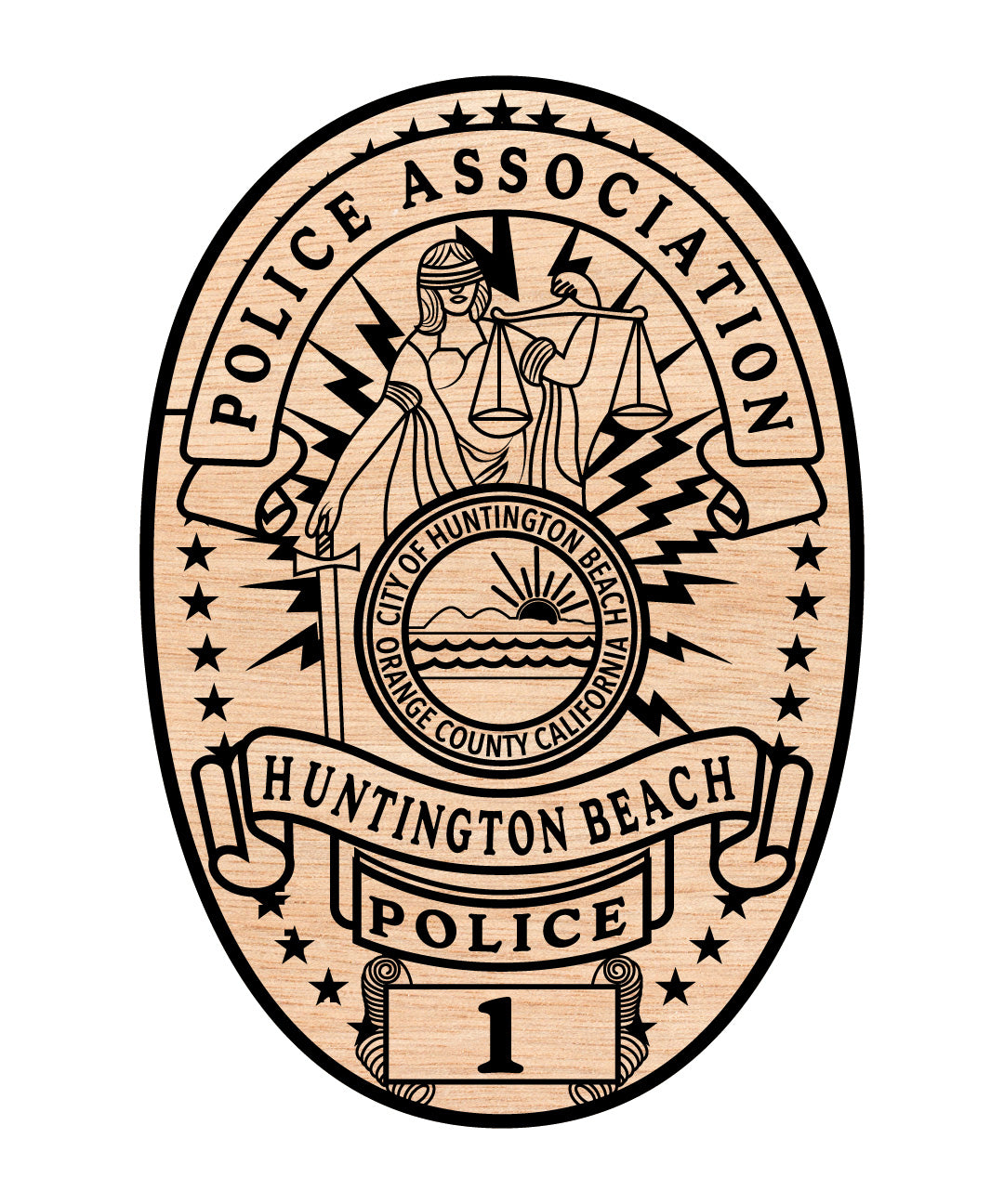 Huntington Beach Police Association Badge SVG, Huntington Beach Police Association Badge Vector, Police Association Badge SVG, Law Enforcement Association Emblem, Police Shield Vector, Badge Engraving File