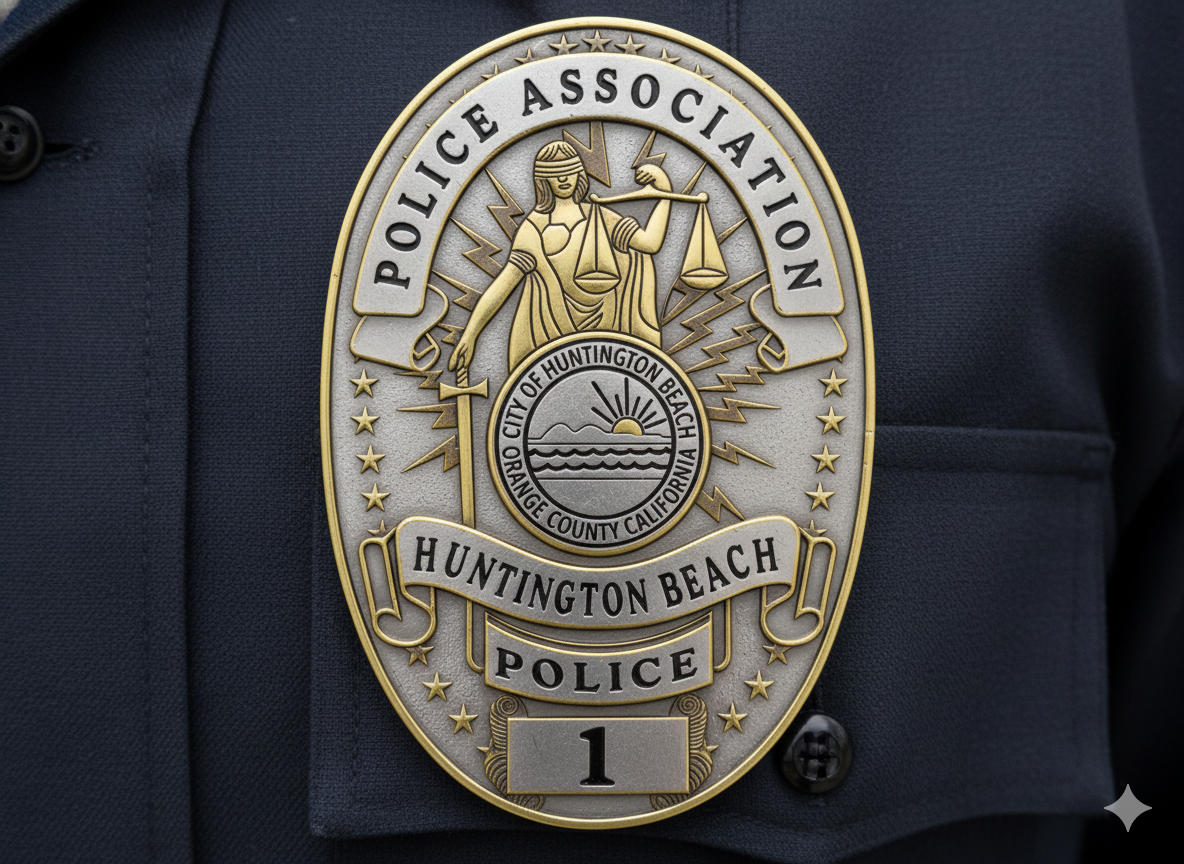 Huntington Beach Police Association Badge SVG, Huntington Beach Police Association Badge Vector, Police Association Badge SVG, Law Enforcement Association Emblem, Police Shield Vector, Badge Engraving File