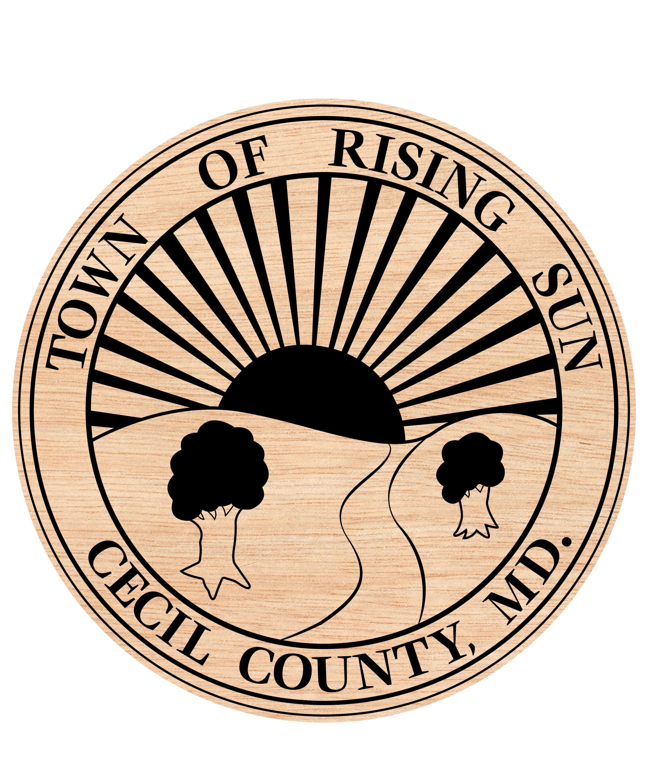 Cecil County Town Of Rising Sun,md seal Wooden Cut