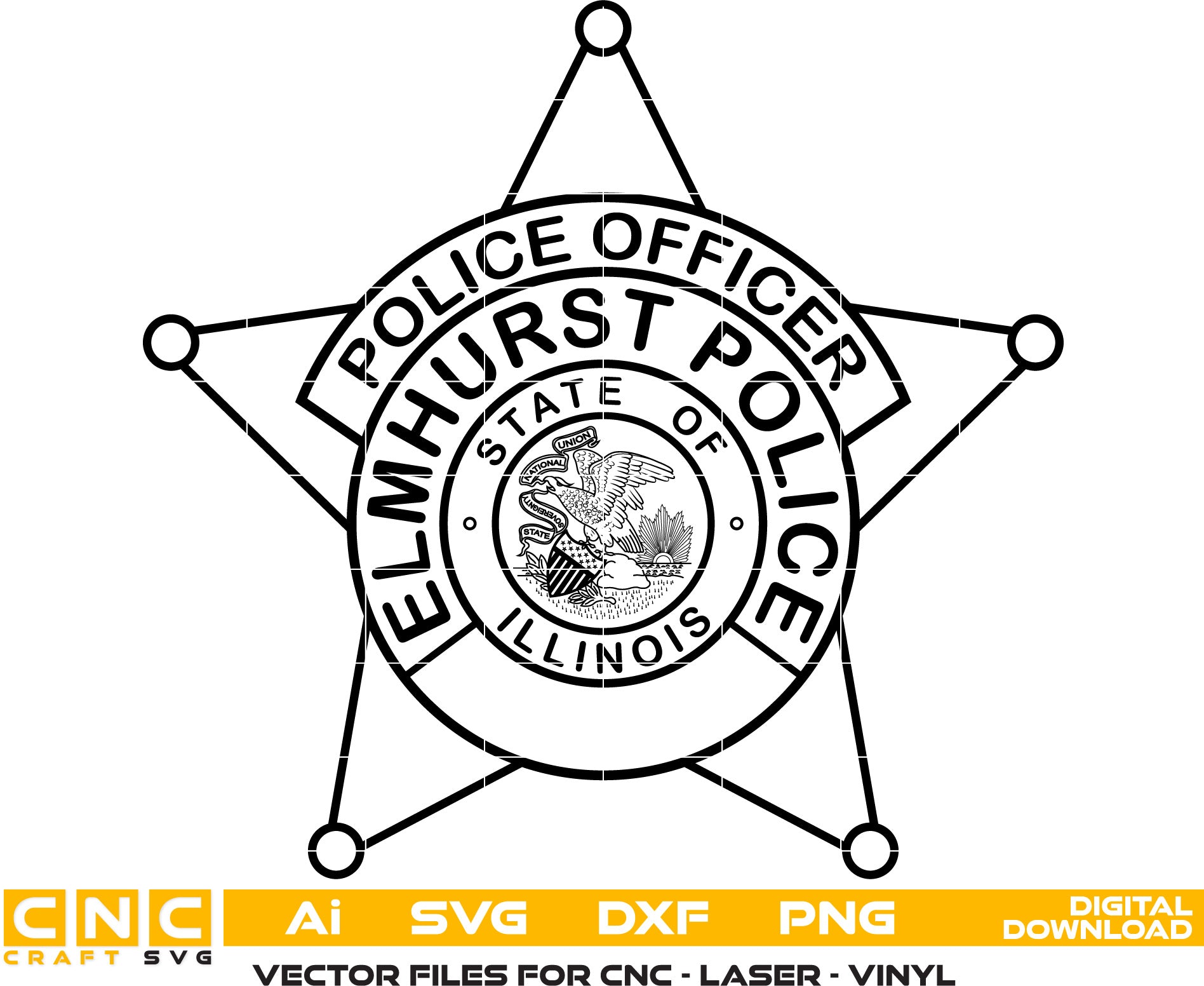 Illinois Elmhurst Police Officer Badge,Illinois Elmhurst Badge, Police Officer Badge vector art