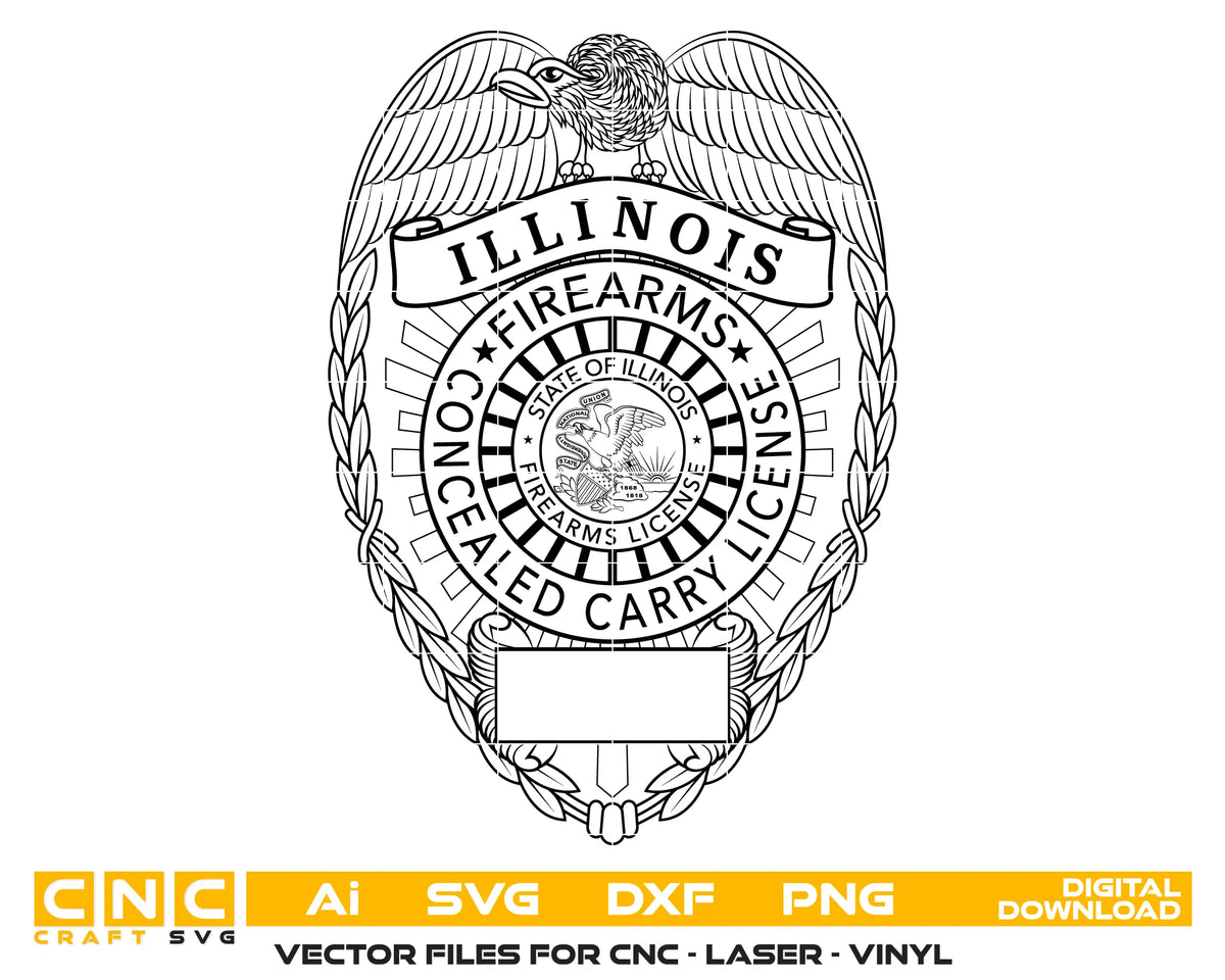 Illinois Firearms Concealed Carry License Badge SVG Vector
