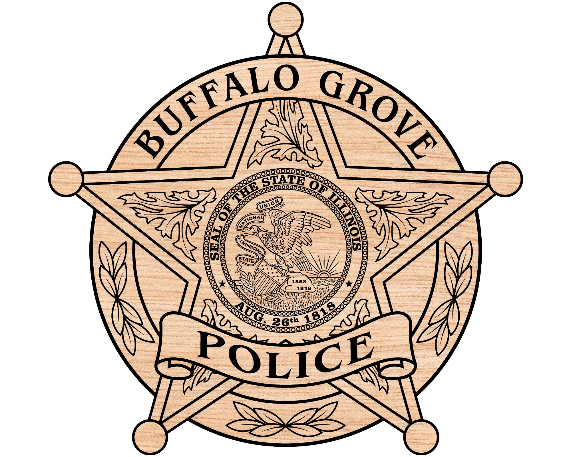 Buffalo Grove Police Badge SVG, Illinois Police Badge Vector, Buffalo Grove Police Logo, Law Enforcement Badge SVG, Police Emblem Vector, Buffalo Grove SVG File, Police Badge for Engraving, Illinois Law Enforcement Design
