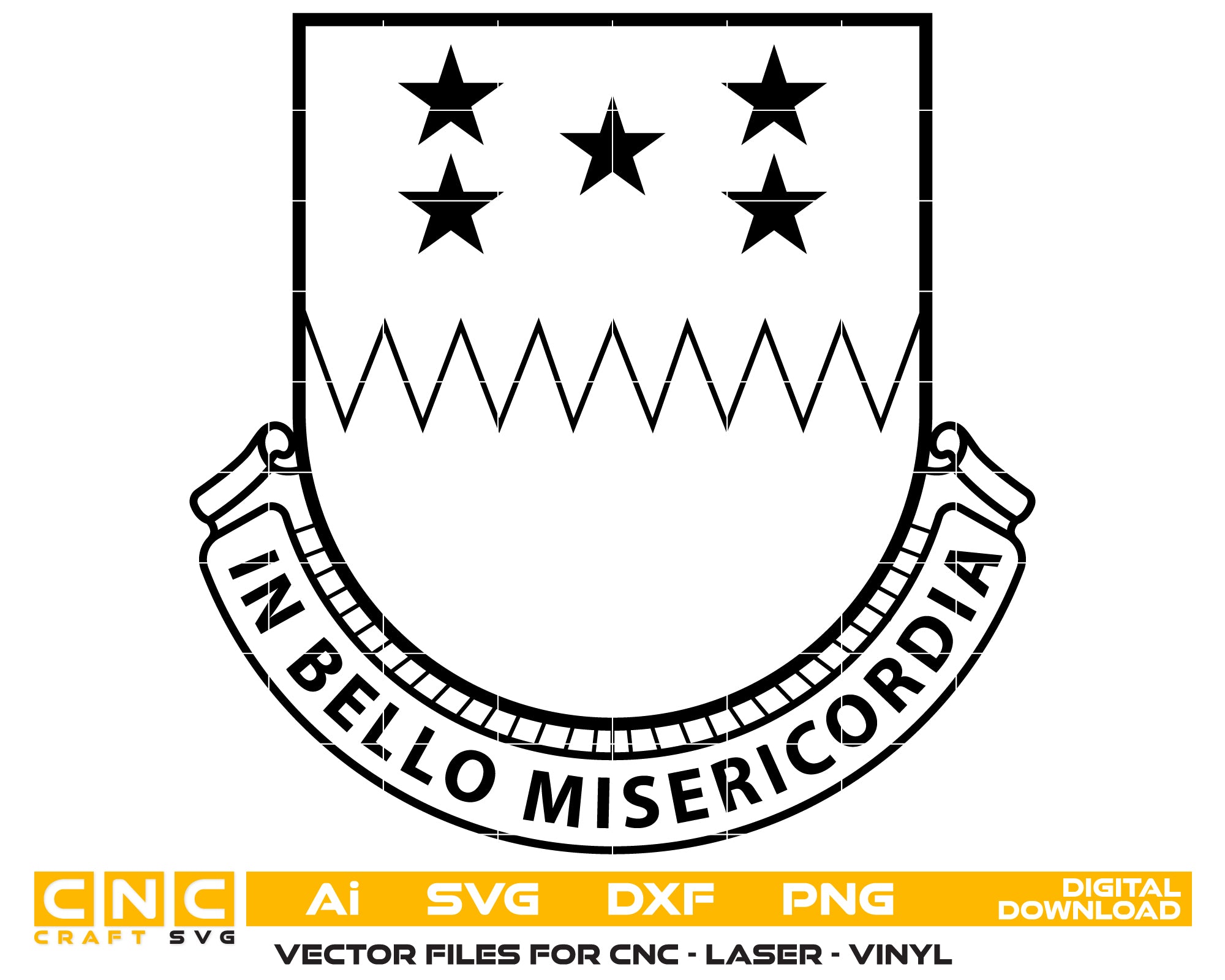 In Bello Misericordia Logo SVG, Heraldic Emblem Vector, Classic Coat of Arms SVG, In Bello Misericordia Badge, Historical Emblem Design