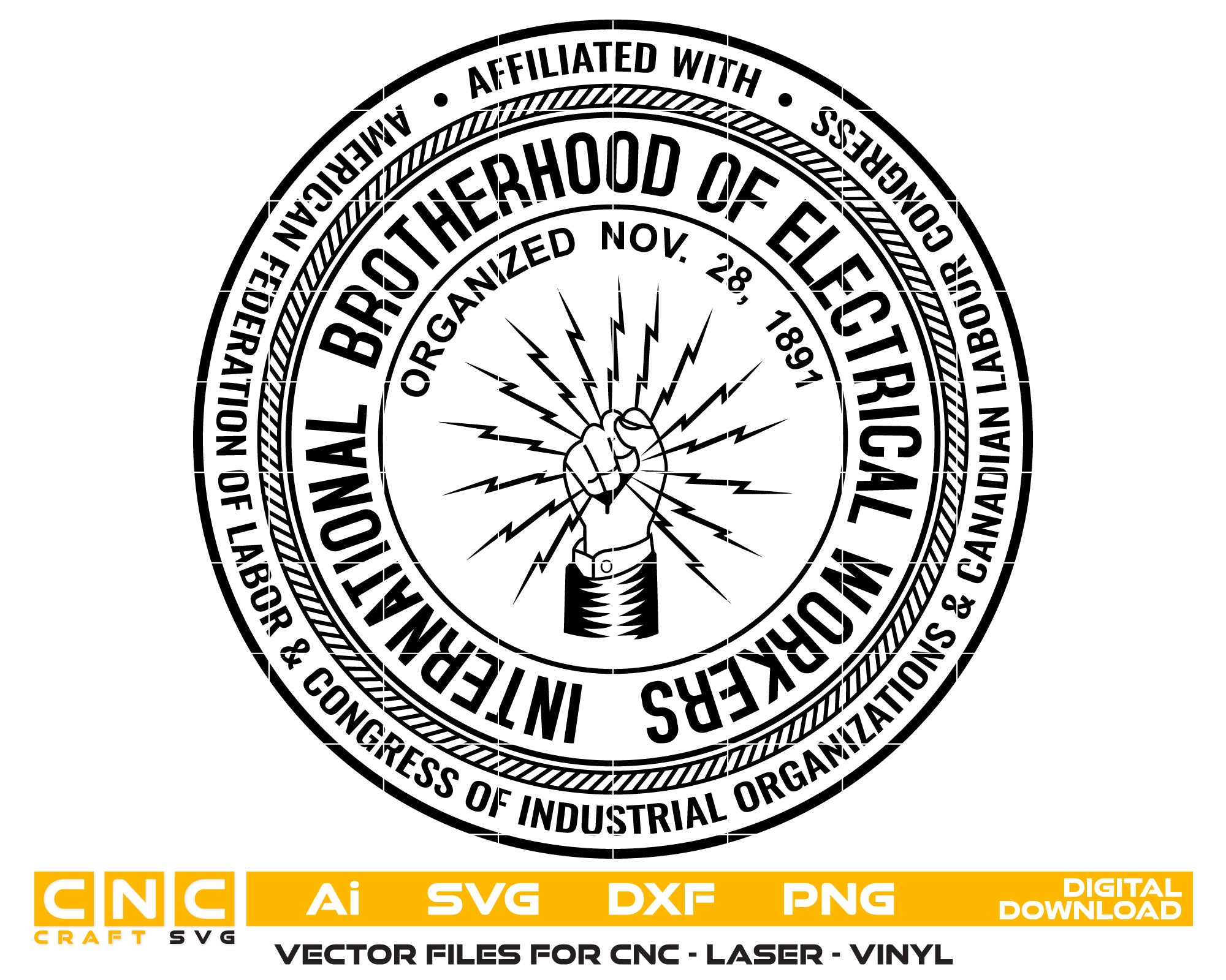 International Brotherhood of Electrical Workers Badge Vector art